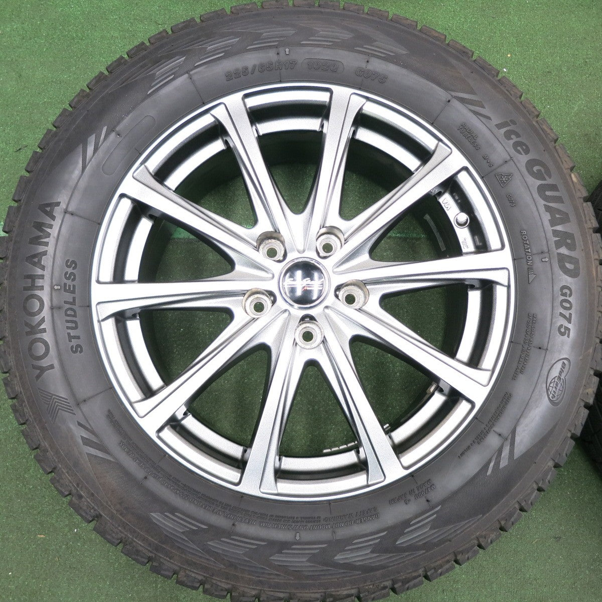 *送料無料* バリ溝！キレイ！9分★スタッドレス 225/65R17 ヨコハマ アイスガード G075 EuroSpeed MANARAY SPORT PCD114.3/5H★4061302HAス