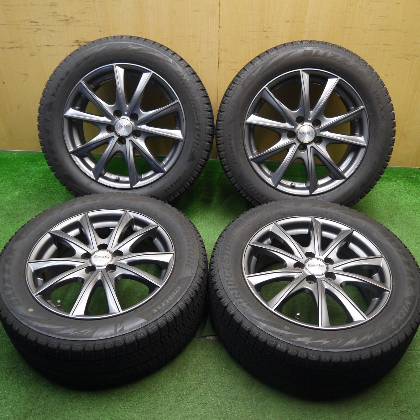 [送料無料] バリ溝！22年！キレイ！9.5分★86 BRZ 等 205/55R16 スタッドレス ブリヂストン ブリザック VRX2 EuroMax ユーロマックス 16インチ PCD100/5H★5040804Hス