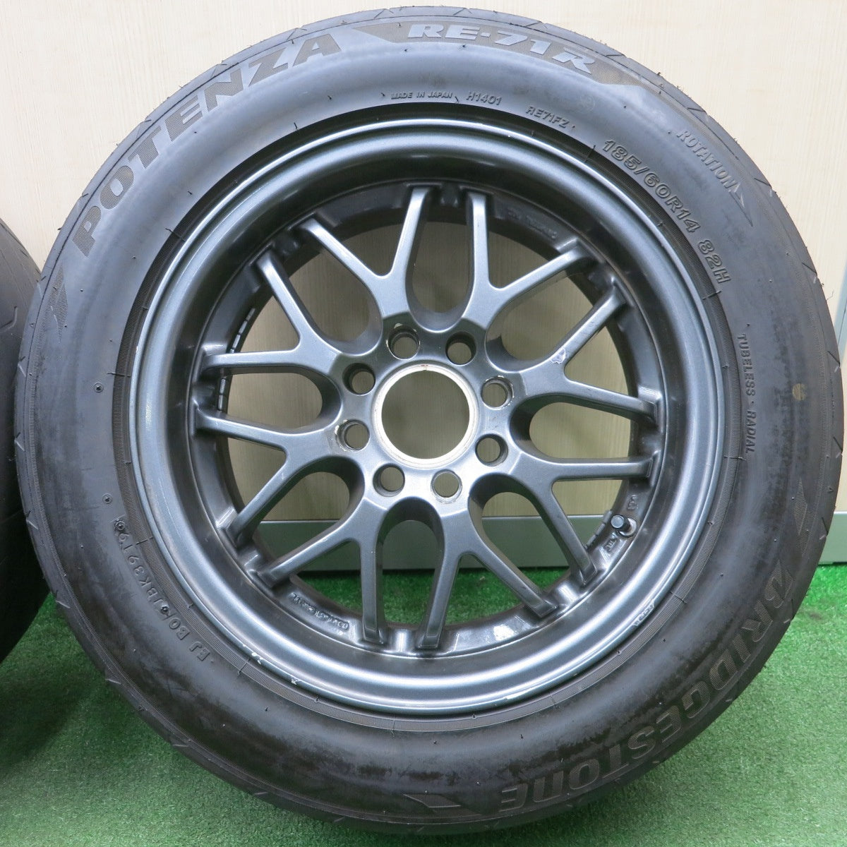 *送料無料* 4本価格★185/60R14 ブリヂストン ポテンザ RE-71R 社外 アルミ 14インチ PCD100/4H★4040312NJノ