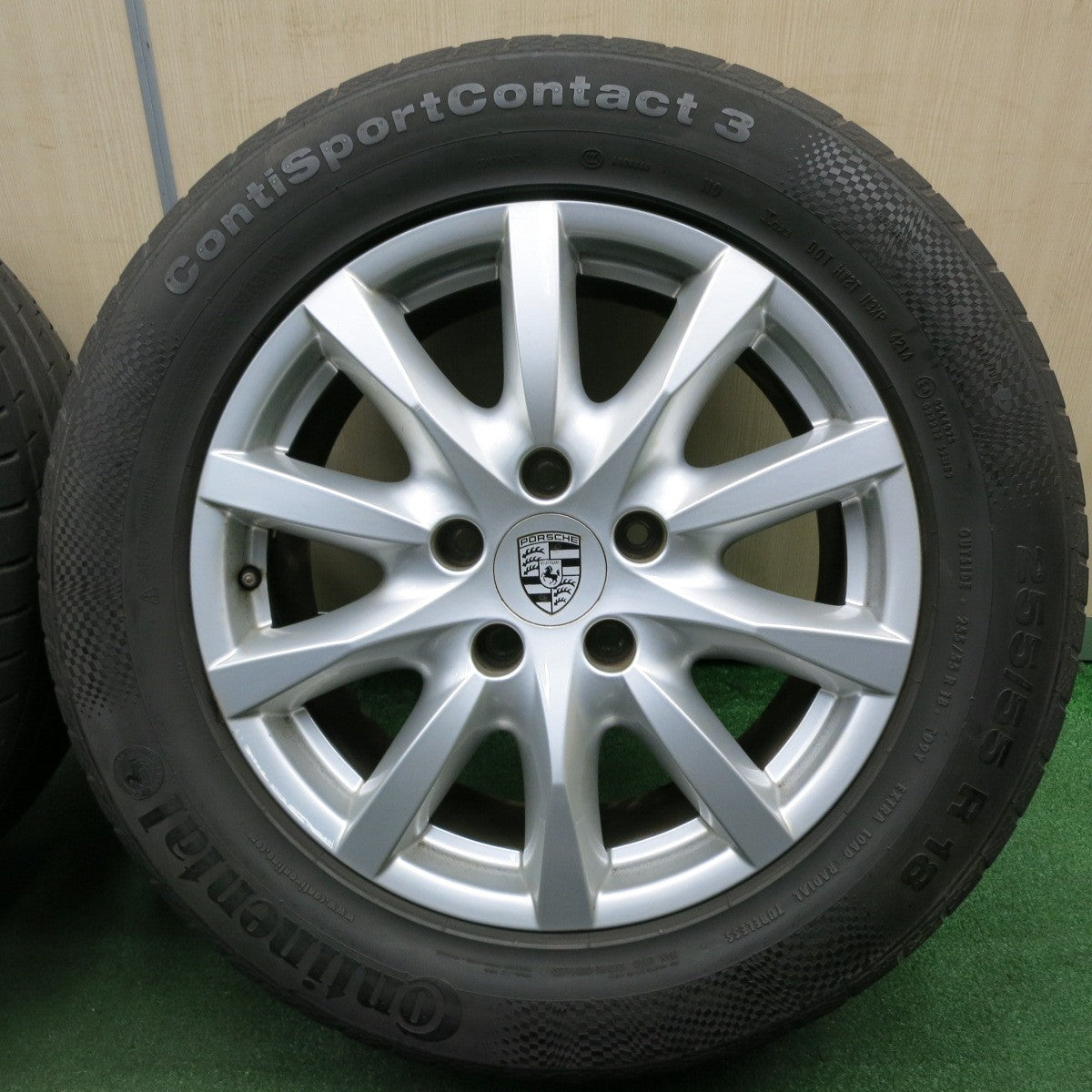 *送料無料* 4本価格★ポルシェ 958 カイエン 純正 BBS 255/55R18 コンチネンタル コンチスポーツコンタクト3 PCD130/5H★4032607TNノ