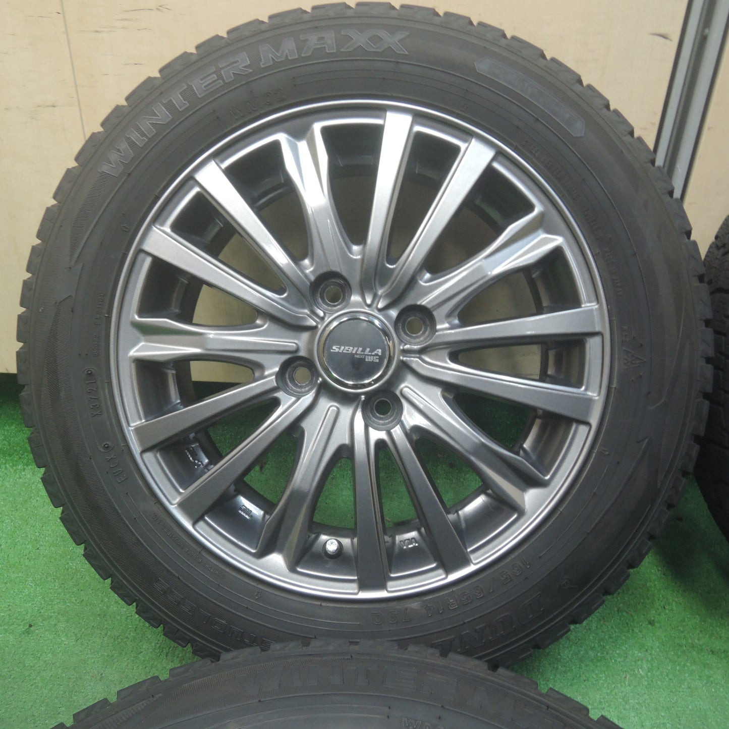 *送料無料* バリ溝！21年！キレイ！9分★スタッドレス 165/65R14 ダンロップ ウインターマックス WM02 SIBILLA NEXT W5 シビラ PCD100/4H★4071001SYス