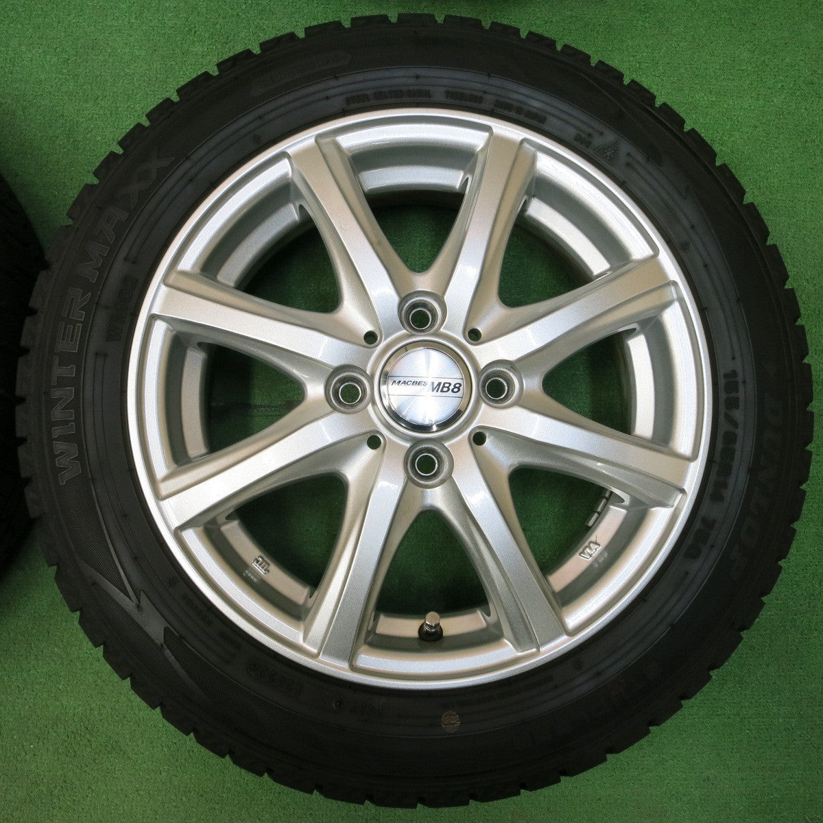 *送料無料* バリ溝！22年！綺麗！ほぼ10分★スタッドレス 155/65R14 ダンロップ ウインターマックス WM02 MACBES MB8 マクベス 14インチ PCD100/4H★4042504イス