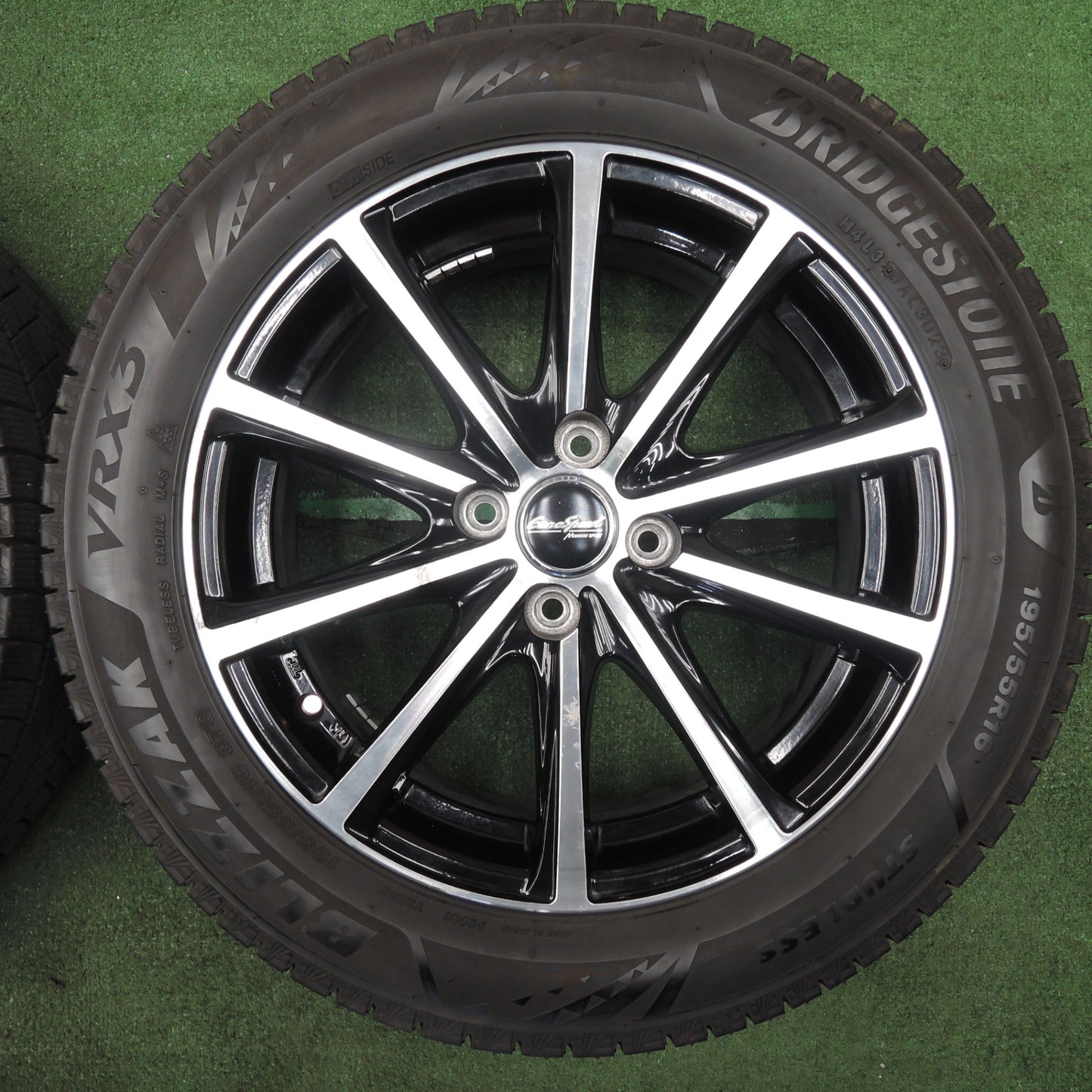 *送料無料* バリ溝！23年！ほぼ10分★スタッドレス 195/55R16 ブリヂストン ブリザック VRX3 EuroSpeed MANARAY SPORT 16インチ PCD100/4H★4031503NJス