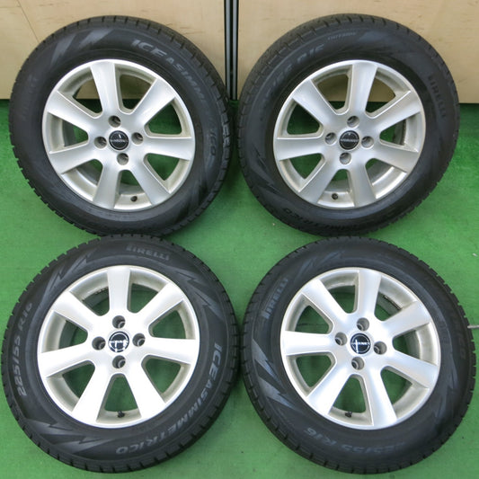 *送料無料* バリ溝！8.5分★プジョー等 BORBET 225/55R16 スタッドレス ピレリ アイスアシンメトリコ ボルベット PCD108/4H★4052810イス