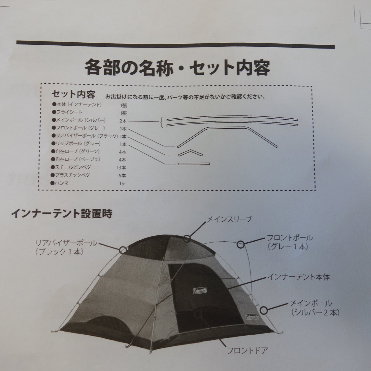 [送料無料] ☆コールマン テント タフワイドドーム IV/300 本体 フライシート ポールのみ　キャンプ アウトドア Coleman☆