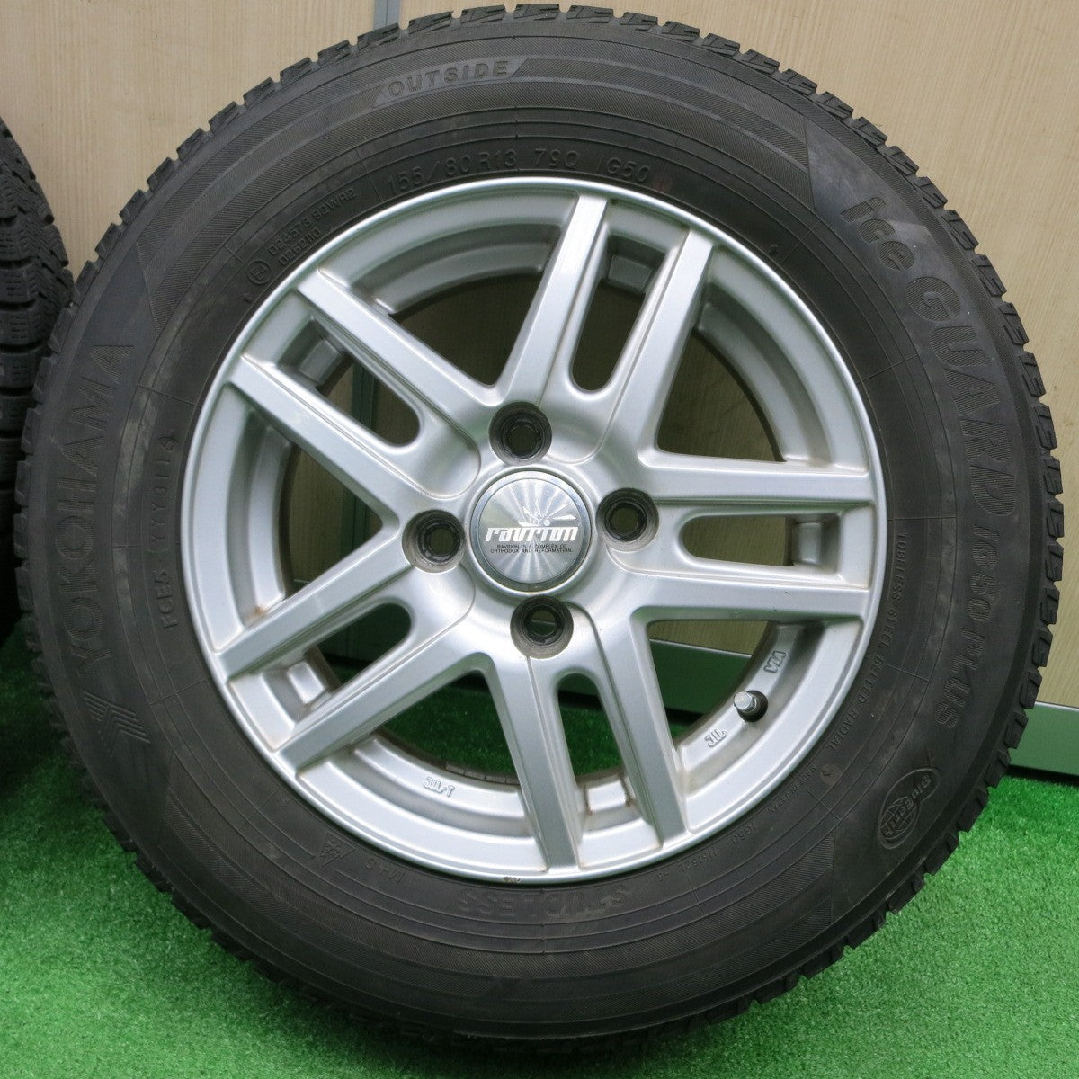 [送料無料] バリ溝！9分★スタッドレス 155/80R13 ヨコハマ アイスガード iG50 プラス ravrion ラブリオン 13インチ PCD100/4H★4100503NJス