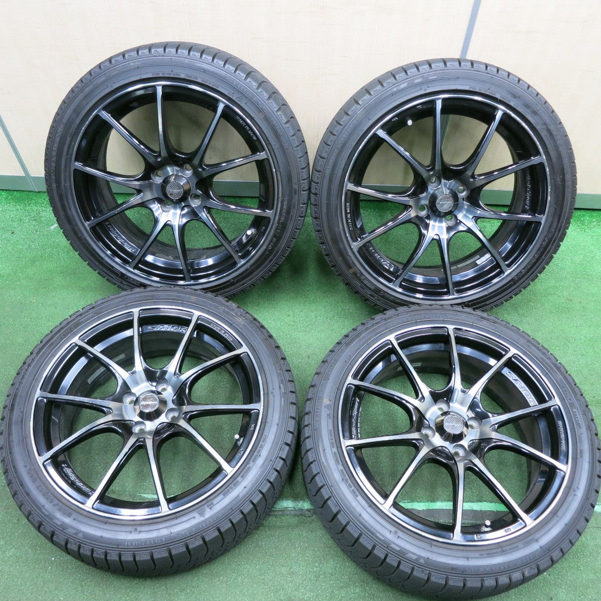 *送料無料* バリ溝！20年！9.5分★Weds Sport SA-10R スタッドレス 205/45R17 ダンロップ ウインターマックス03 ウェッズスポーツ PCD100/4H★4033002HAス