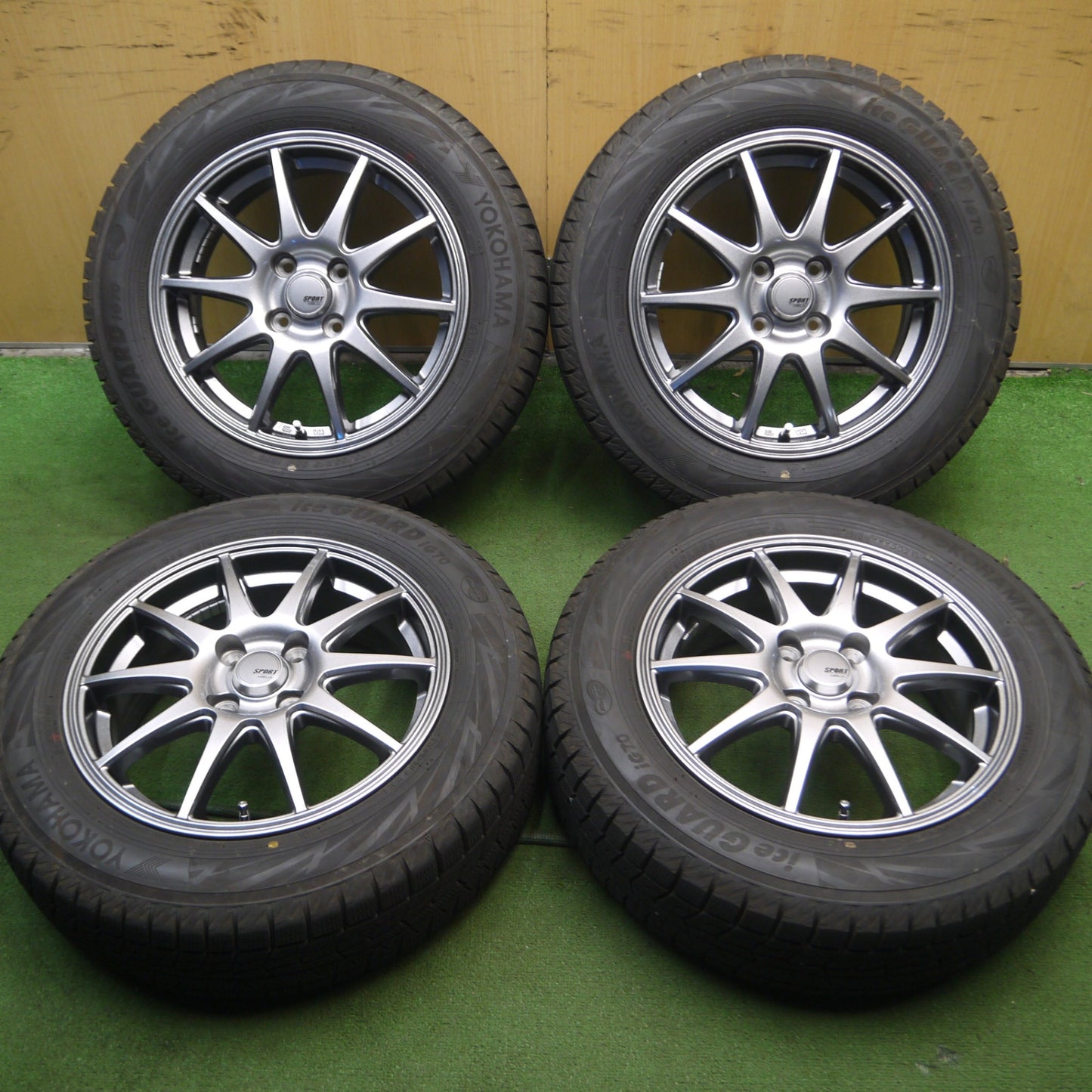 *送料無料* バリ溝！21年！キレイ！ほぼ10分★スタッドレス 175/65R15 ヨコハマ アイスガード iG70 SPORT ABELIA 15インチ PCD100/4H★4040911Hス