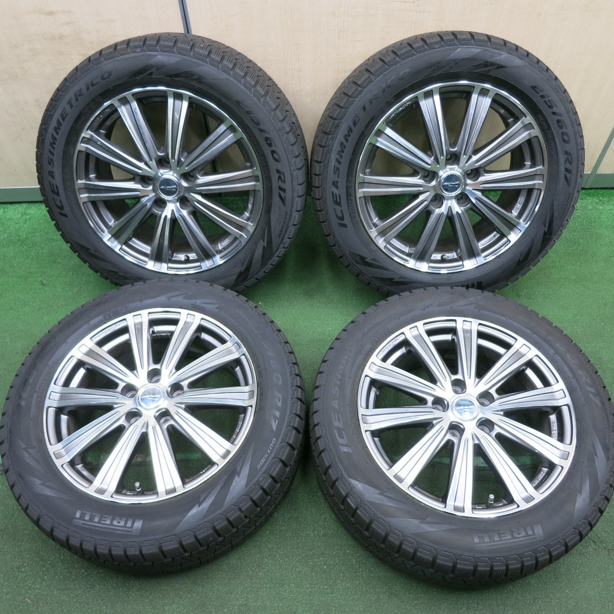 *送料無料* バリ溝！8.5分★スタッドレス 215/60R17 ピレリ アイスアシンメトリコ SMACK ENKEI スマック エンケイ 17インチ PCD114.3/5H★4052301HAス