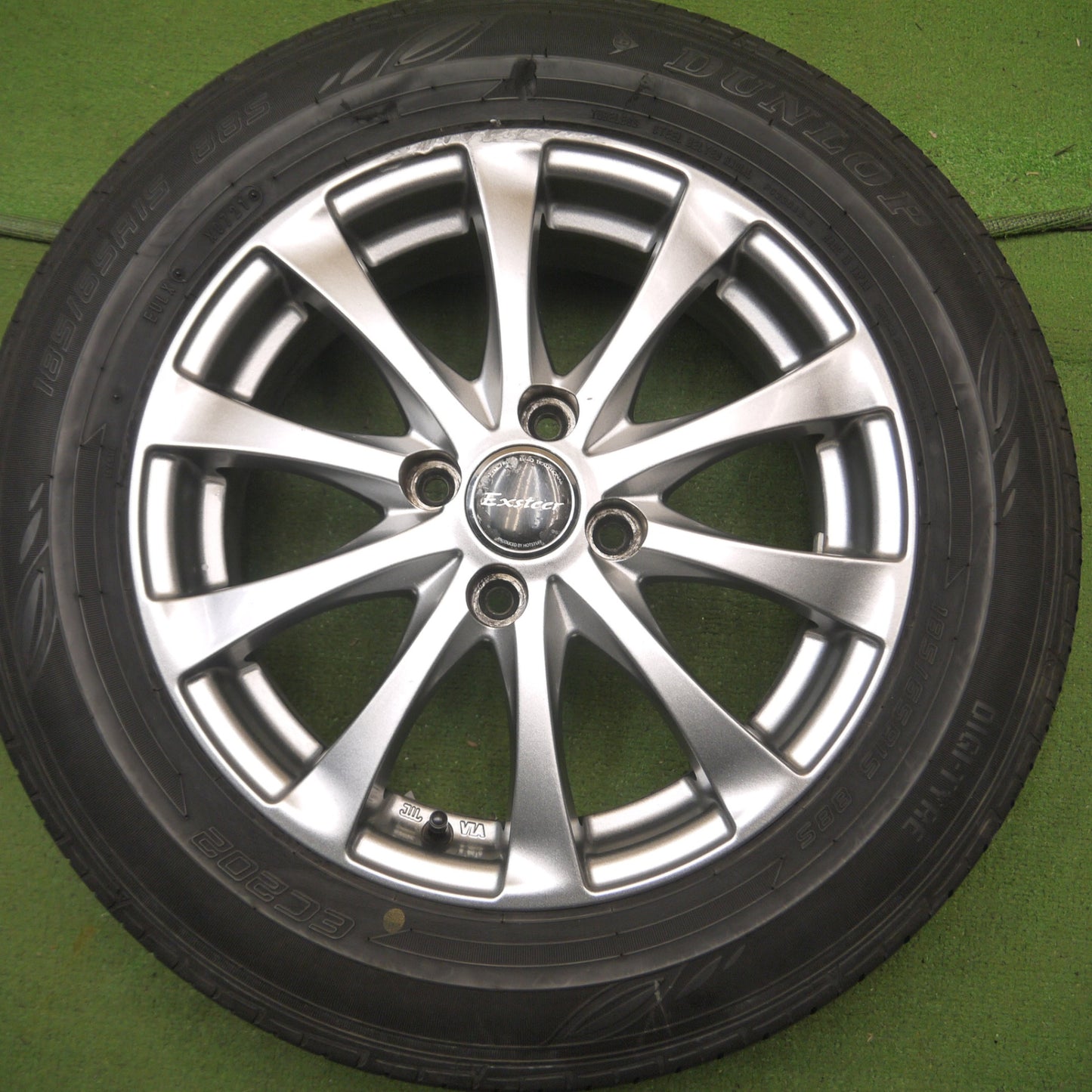 *送料無料* バリ溝！21年！9分★185/65R15 ダンロップ EC202 Exceeder エクシーダー 15インチ PCD100/4H★4042406Hノ