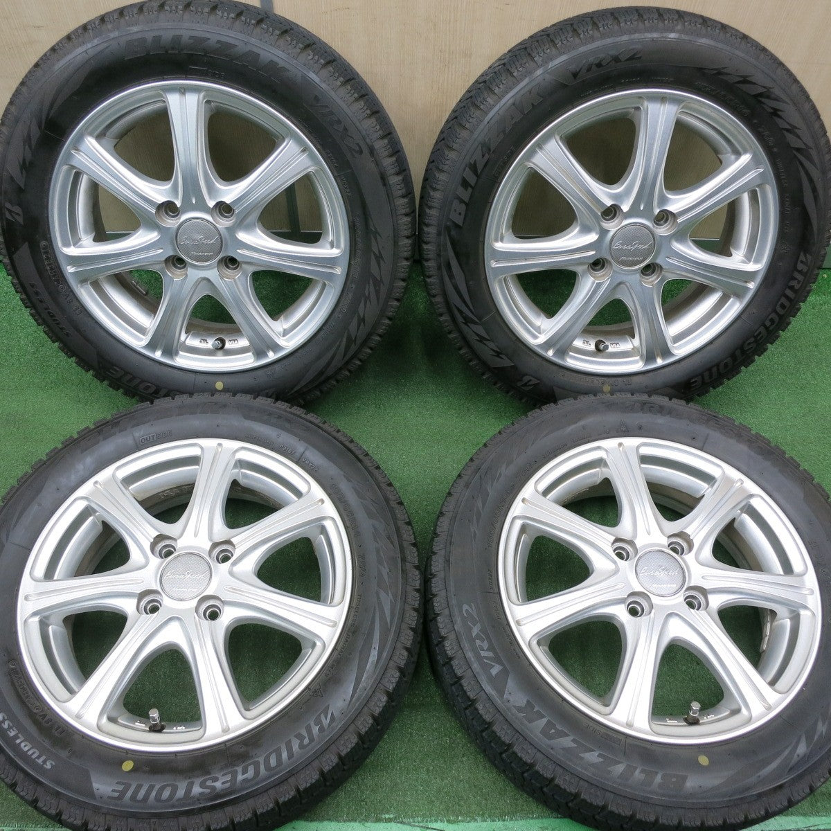 *送料無料* バリ溝！21年！キレイ！9分★スタッドレス 155/65R14 ブリヂストン ブリザック VRX2 EuroSpeed MANARAY SPORT PCD100/4H★4051005NJス