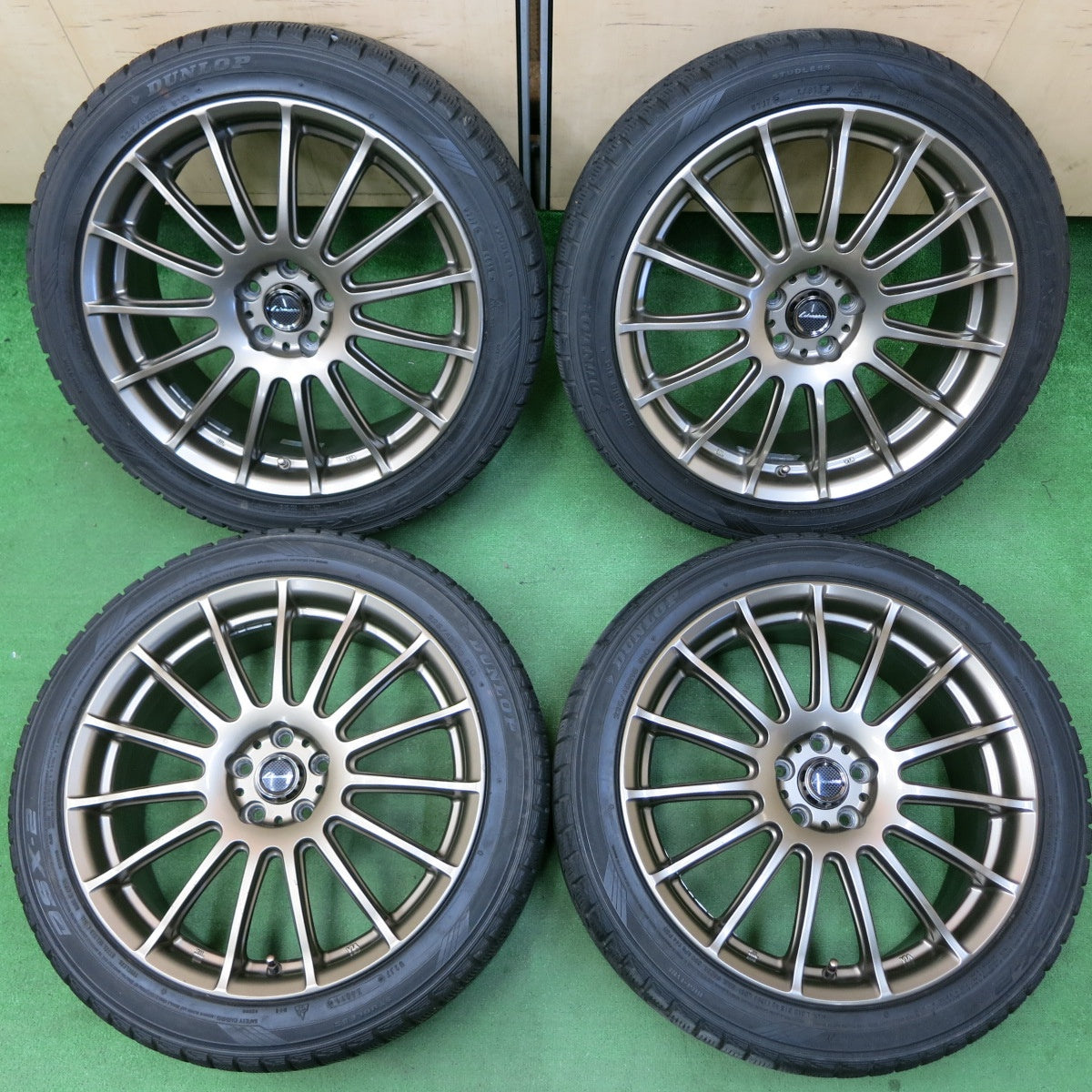 *送料無料* バリ溝！キレイ！8.5分★Lehrmeister 225/45R18 スタッドレス ダンロップ DSX-2 レアマイスター 18インチ PCD100/5H★4050306イス