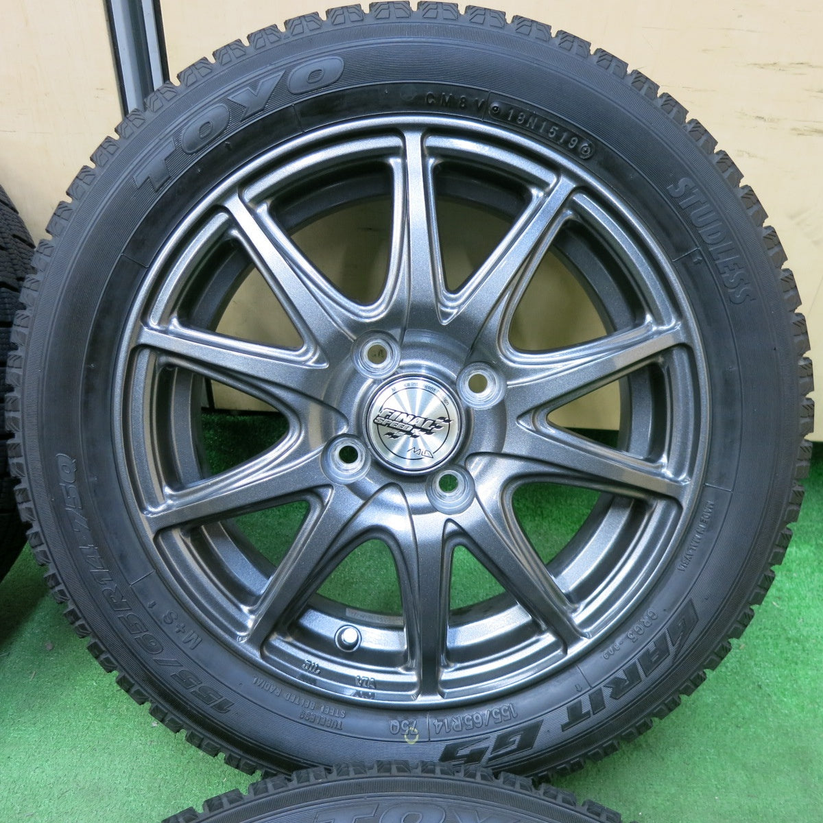 [送料無料] バリ溝！キレイ！9.5分★スタッドレス 155/65R14 トーヨー ガリット G5 FINAL SPEED MiD ファイナルスピード 14インチ PCD100/4H★4120611SYス