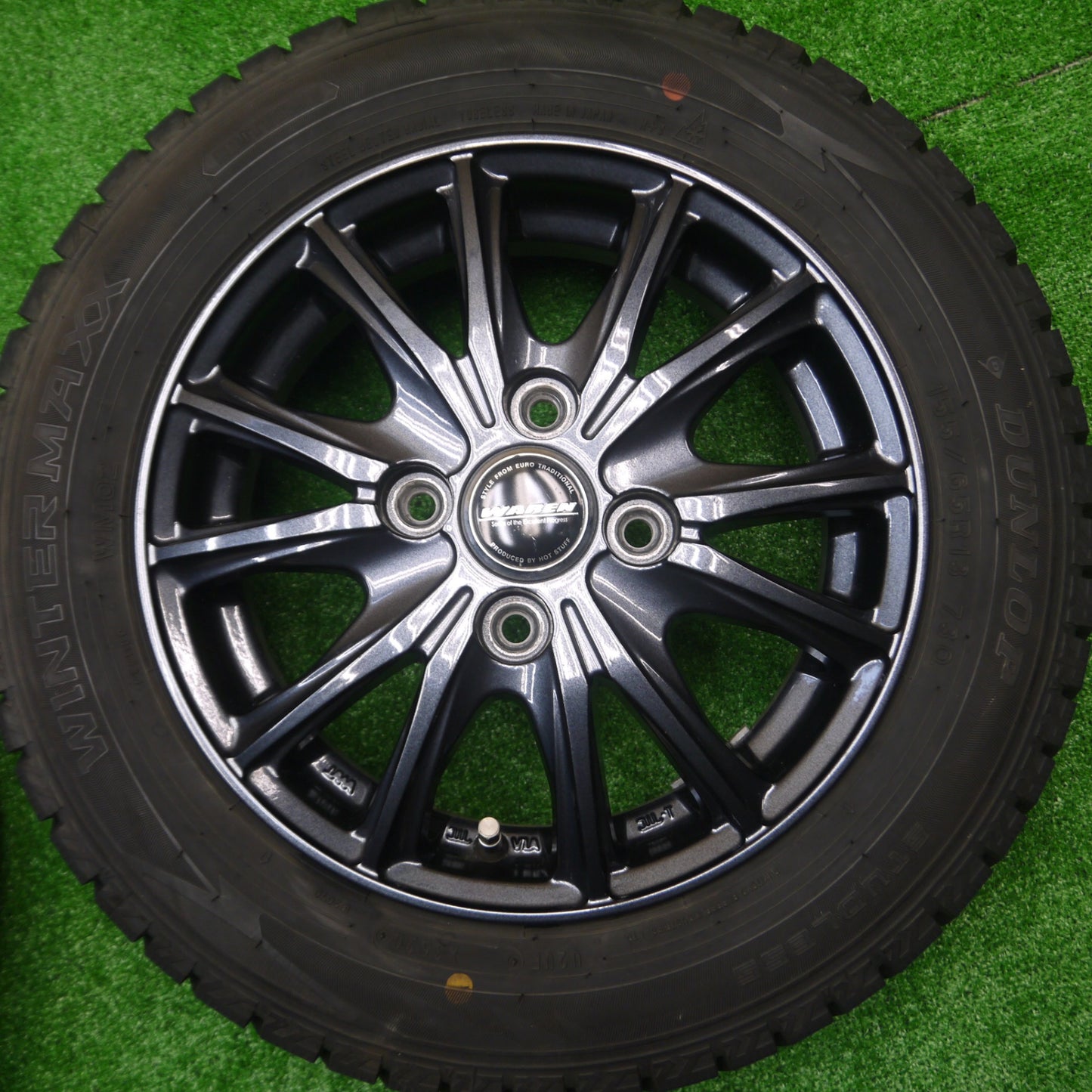 *送料無料* バリ溝！20年！9分★スタッドレス 155/65R13 ダンロップ ウインターマックス WM02 WAREN ヴァーレン 13インチ PCD100/4H★4080606Hス