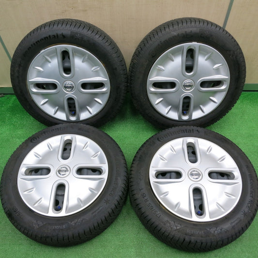 [送料無料] バリ溝！22年！キレイ！9.5分以上★日産 キューブ 純正 スチール 175/65R15 スタッドレス コンチネンタル ノースコンタクト NC6 PCD100/4H★4100604HAス