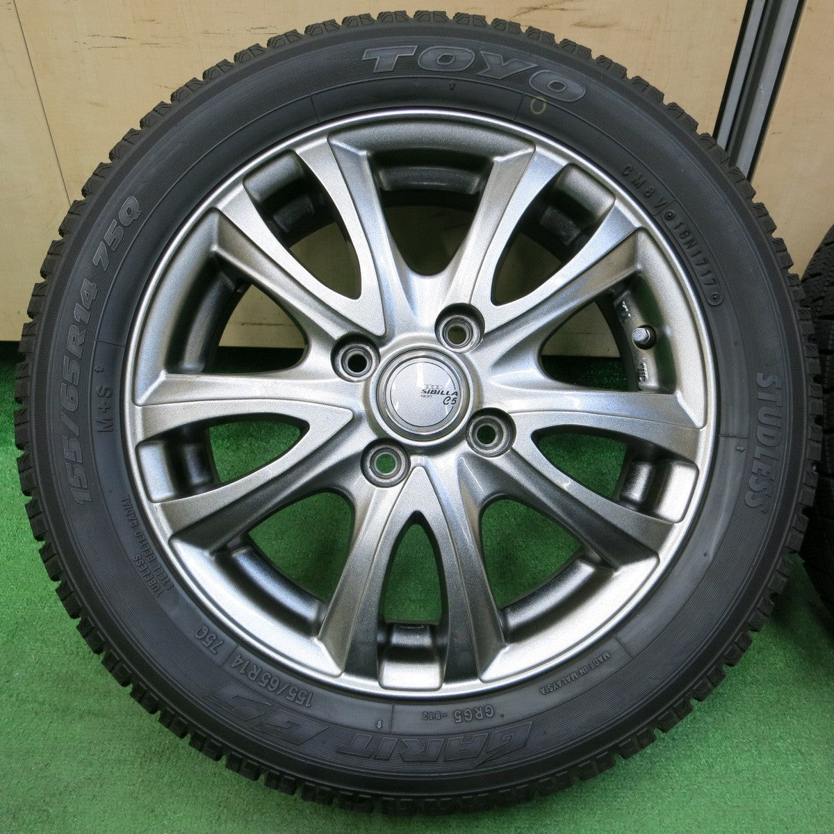 *送料無料* バリ溝！キレイ！9分★スタッドレス 155/65R14 トーヨー ガリット G5 SIBILLA NEXT C5 シビラ 14インチ PCD100/4H★4051409イス