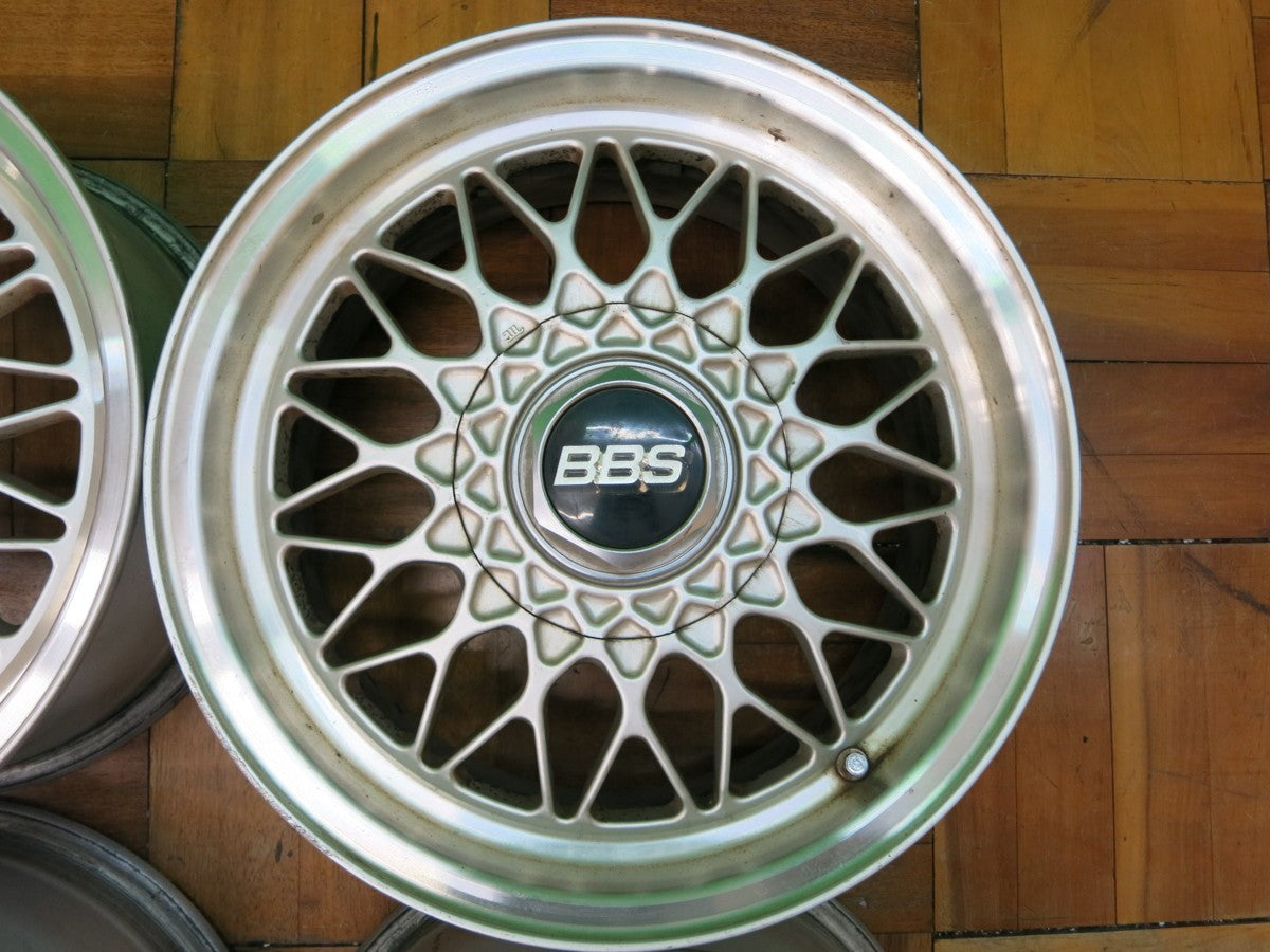 *送料無料* 4本価格 当時物 希少★BBS RS マツダ RX-7 FC3S 純正 OP アルミ ホイール 6.5J×15 PCD114.3/5H★2032307ヒホ