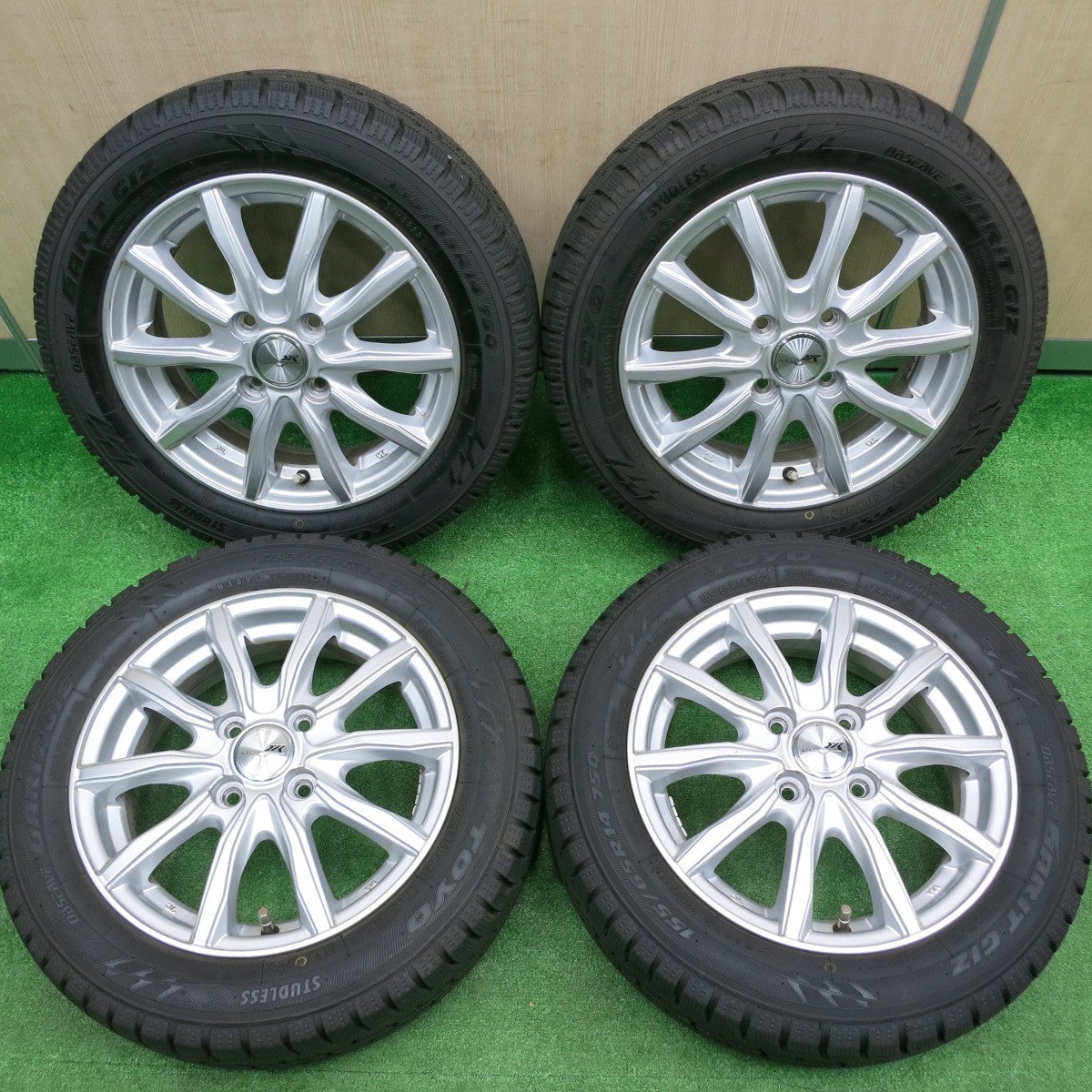 [送料無料] バリ溝！22年！9.5分★スタッドレス 155/65R14 トーヨー オブザーブ ガリット GIZ ENCOUGARⅡ エンクーガー2 14インチ PCD100/4H★4100207HAス