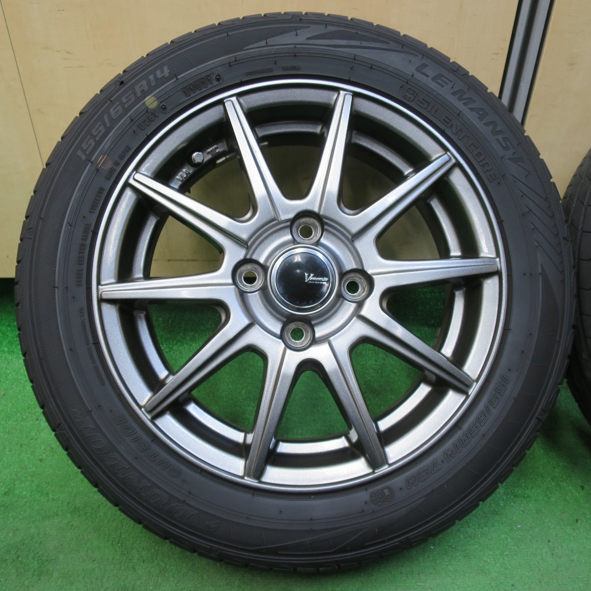 *送料無料* キレイ！21年★スタッドレス 155/65R14 ダンロップ LE MANS V VEMOTION Vエモーション ルマン5 14インチ PCD100/4H★4090801イノ