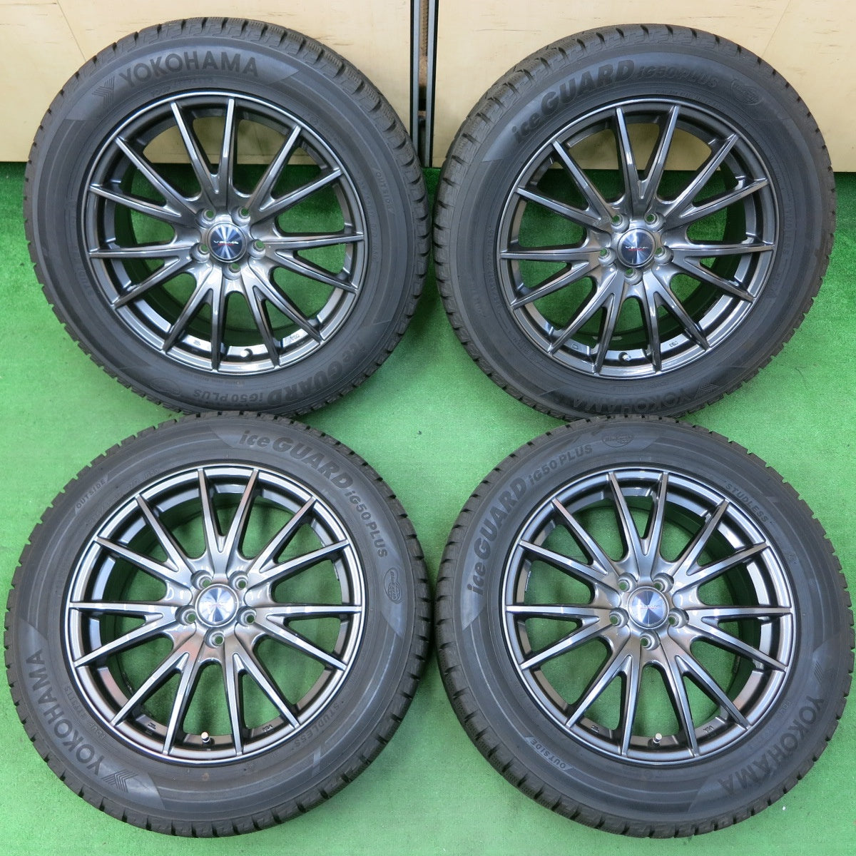 *送料無料* バリ溝！キレイ！9.5分以上★XV 等 225/55R17 スタッドレス ヨコハマ アイスガード iG50 プラス VELVA SPORT ヴェルヴァ PCD100/5H★4050808イス