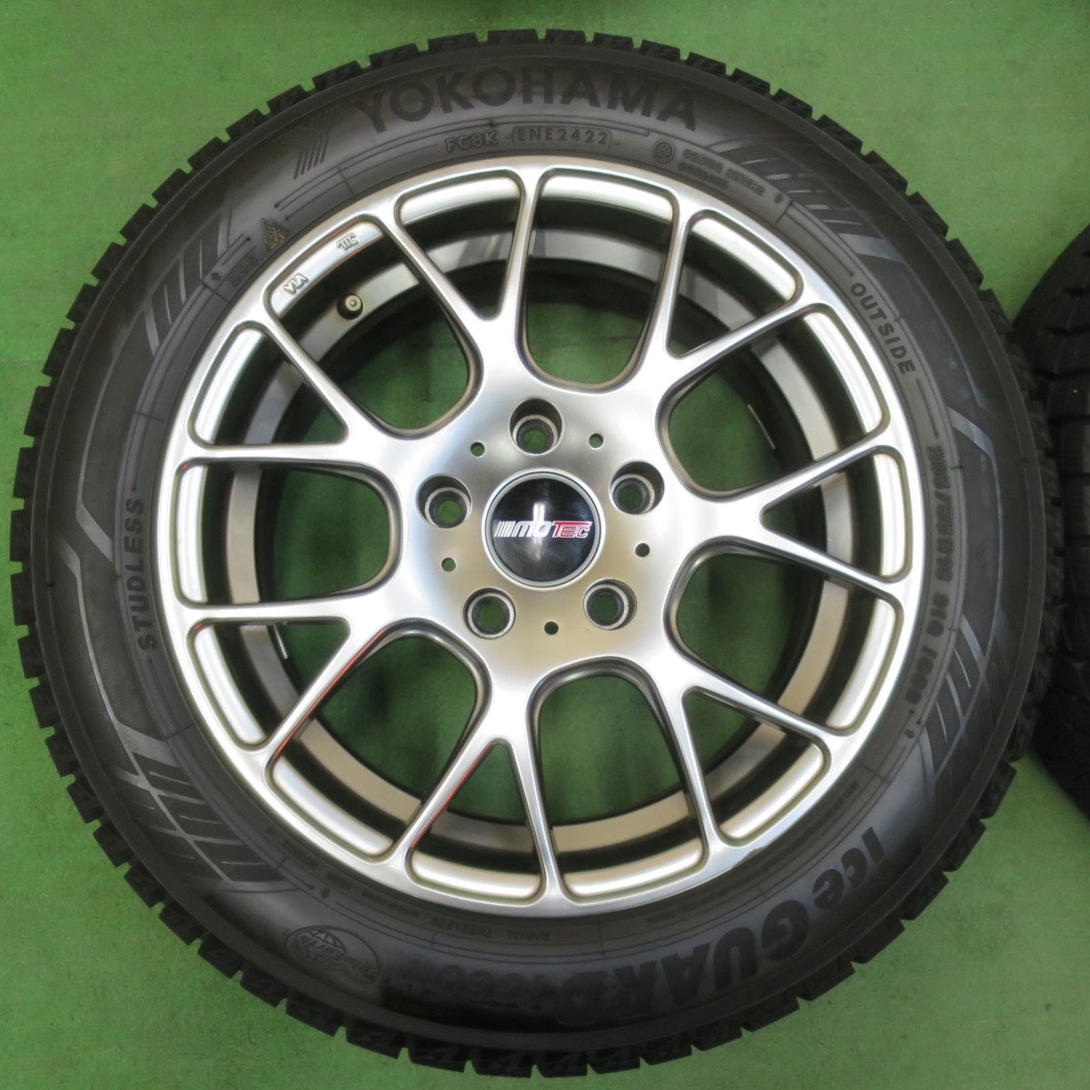 [送料無料] 超バリ溝！22年！キレイ！ほぼ10分★BMW 等 MOTEC NUR 阿部商会 205/55R16 スタッドレス ヨコハマ アイスガード iG60 モーテック ニュル 16インチ PCD120/5H★5011009イス