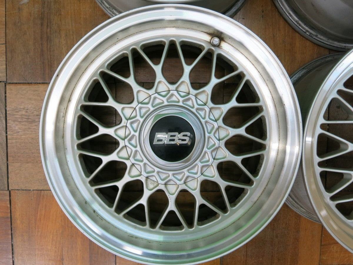 *送料無料* 4本価格 当時物 希少★BBS RS マツダ RX-7 FC3S 純正 OP アルミ ホイール 6.5J×15 PCD114.3/5H★2032307ヒホ