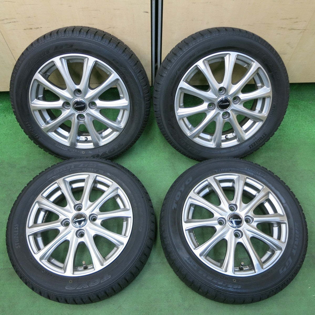 [送料無料] バリ溝！キレイ！8.5分★スタッドレス 155/65R14 トーヨー ガリット G5 Exceeder エクシーダー 14インチ PCD100/4H★4112113SYス