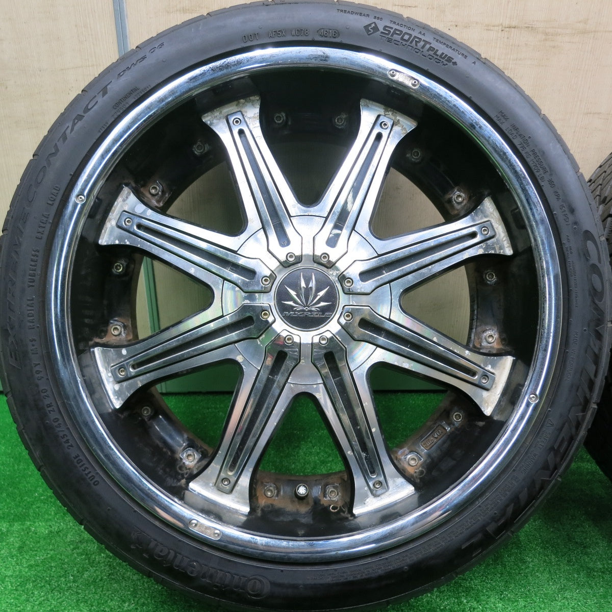 *送料無料* バリ溝！9.5分★MYRTLE 2 FACE クリムソン 245/40R20 コンチネンタル エクストリームコンタクト DWS06 マーテル PCD114.3 120/5H マルチ★4073001HAノ