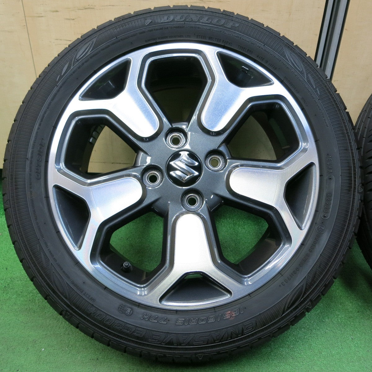 *送料無料* バリ溝！23年！キレイ！ほぼ10分★スズキ ハスラー 純正 165/60R15 ダンロップ エナセーブ EC300+ 15インチ PCD100/4H★4050311イノ