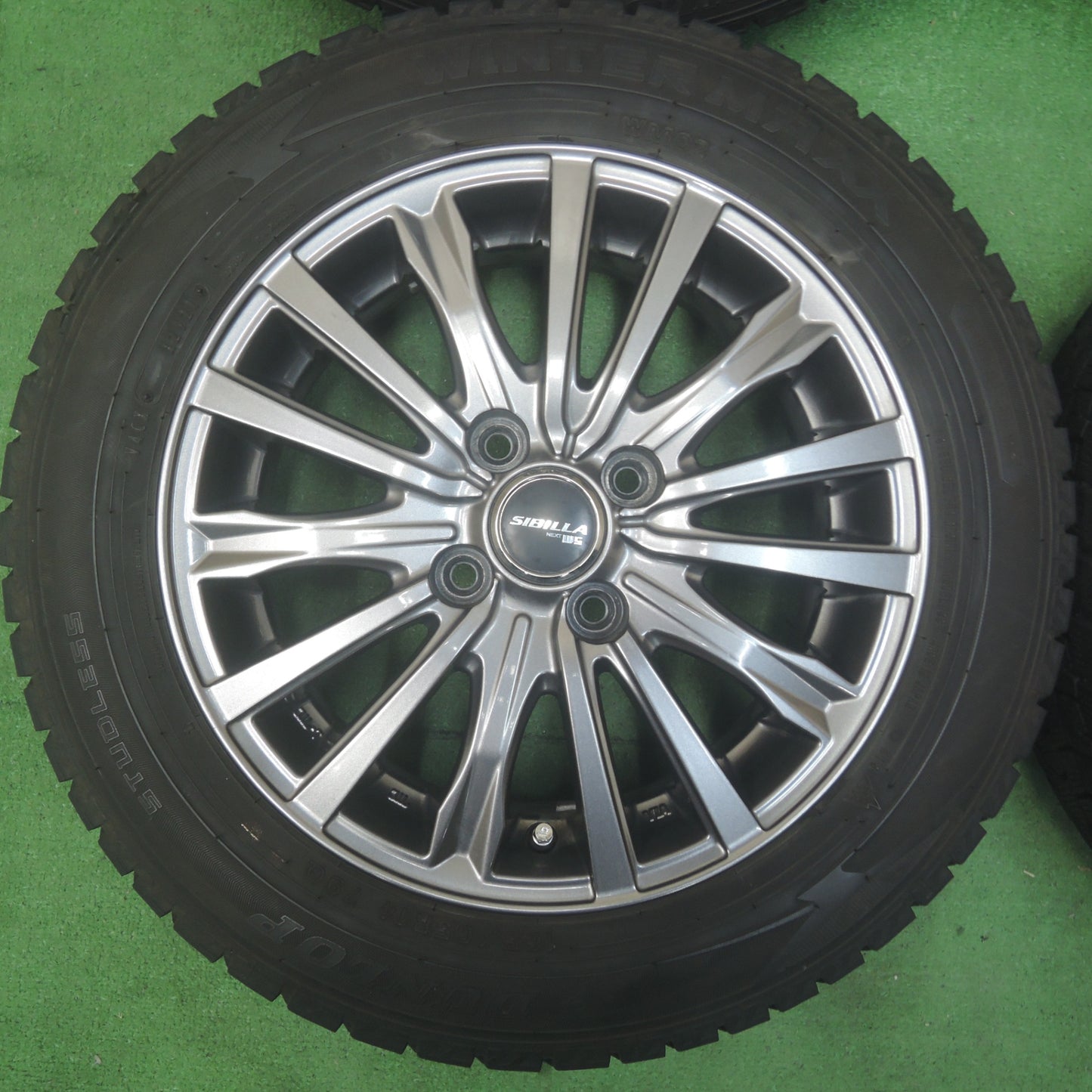 *送料無料* バリ溝！21年！キレイ！9分★スタッドレス 165/65R14 ダンロップ ウインターマックス WM02 SIBILLA NEXT W5 シビラ PCD100/4H★4071001SYス