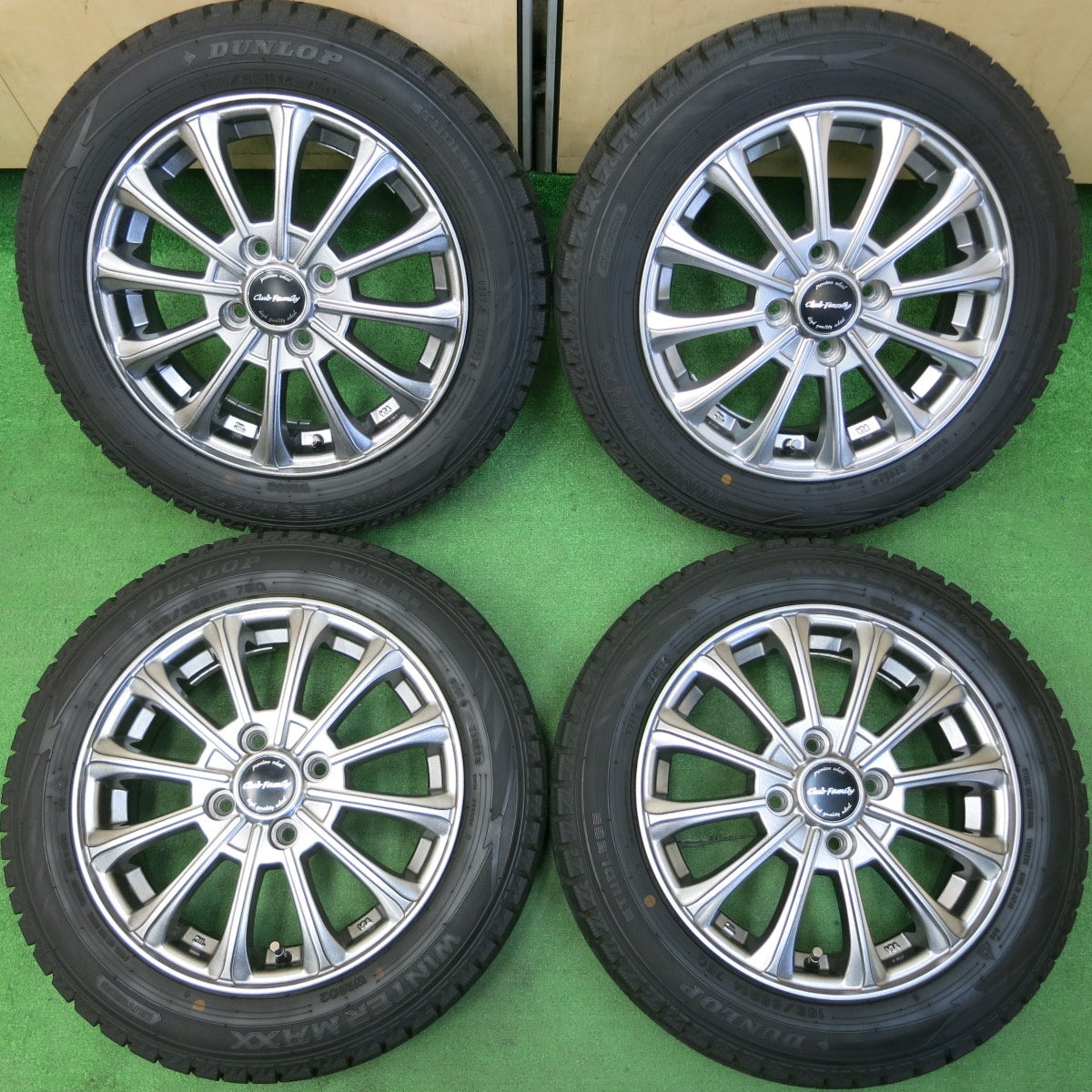 *送料無料* バリ溝！22年！キレイ！ほぼ10分★スタッドレス 155/65R14 ダンロップ ウインターマックス WM02 Club Family 14インチ PCD100/4H★4040209イス