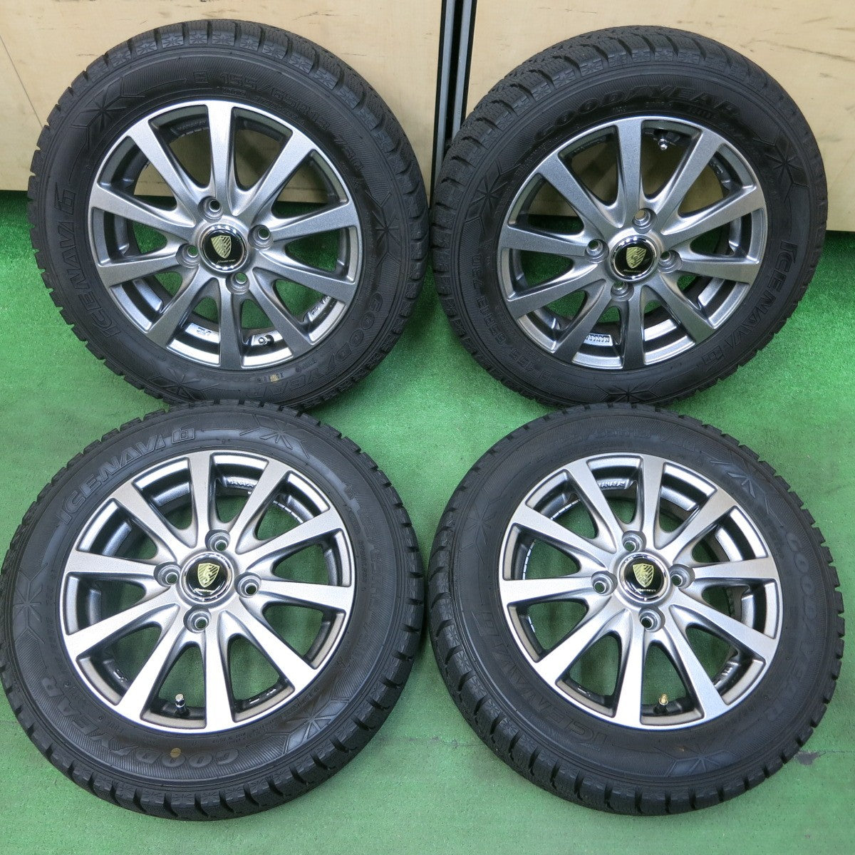 [送料無料] 超バリ溝！キレイ！9.5分以上★スタッドレス 155/65R13 グッドイヤー アイスナビ6 MANARAY SPORT マナレイ 13インチ PCD100/4H★4102507SYス