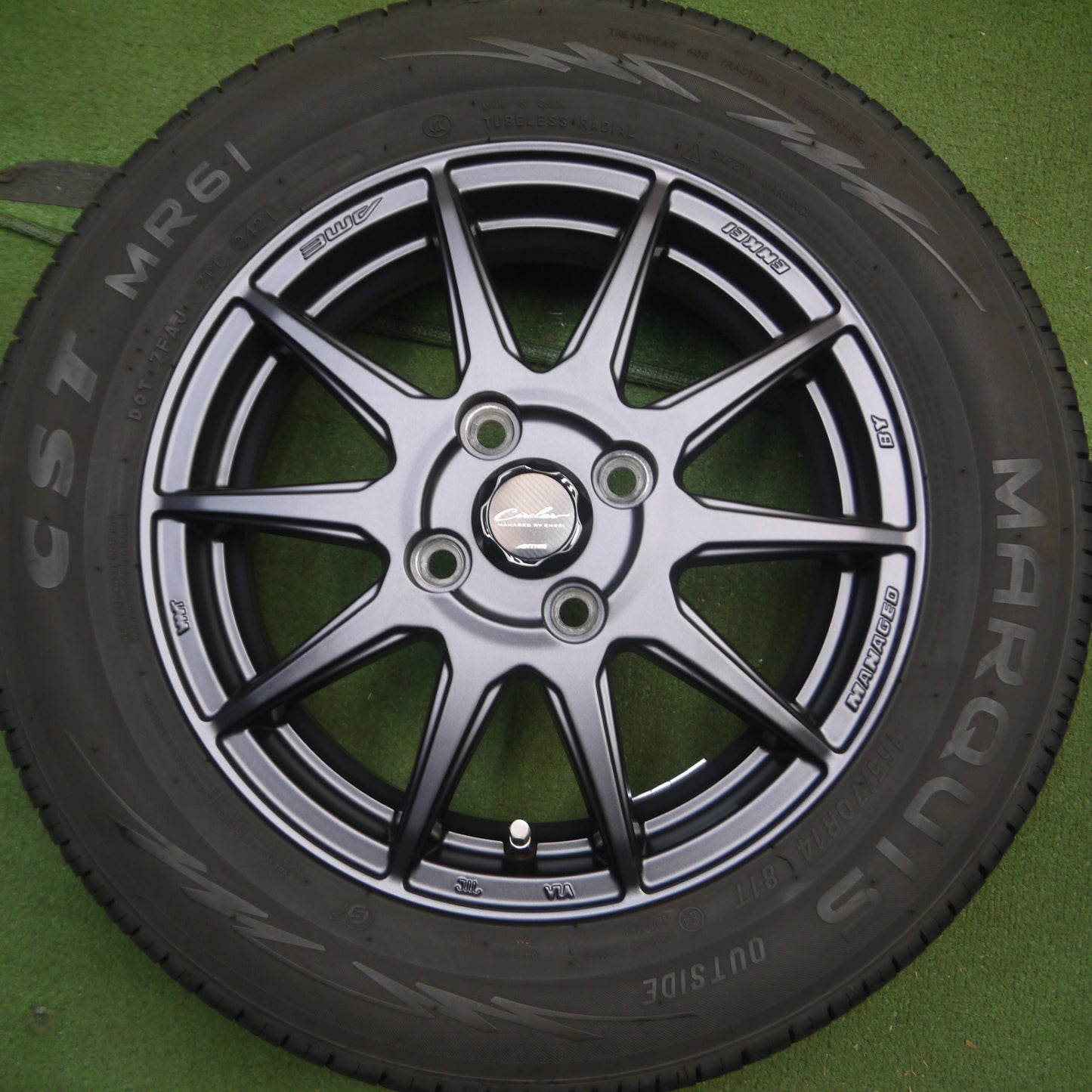 *送料無料* バリ溝！21年！キレイ！9.5分★Circlar AME ENKEI 165/70R14 マーキス CST MR61 サーキュラー エンケイ 14インチ PCD100/4H★4042206Hノ