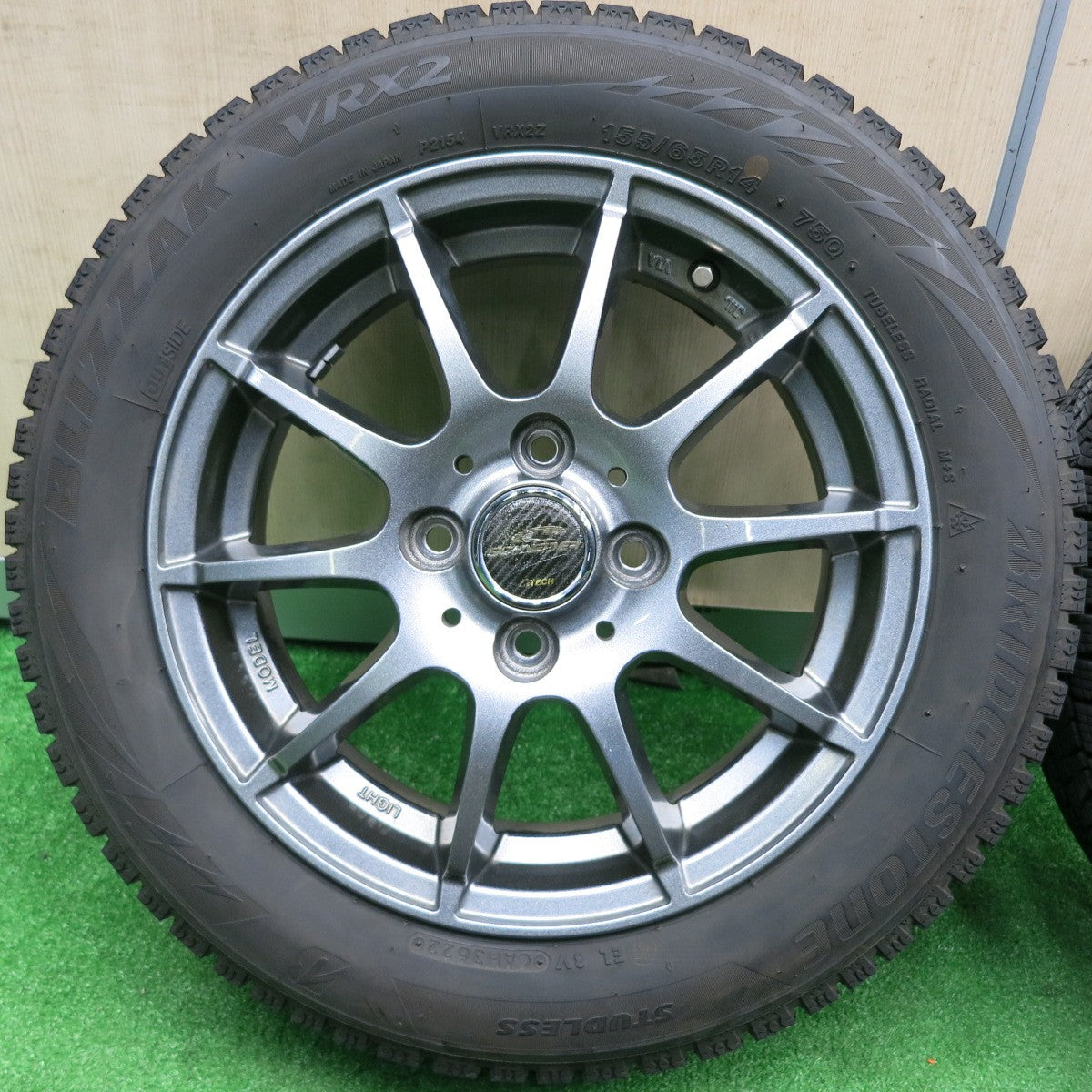 [送料無料] バリ溝！22年！キレイ！8.5分★スタッドレス 155/65R14 ブリヂストン ブリザック VRX2 SCHNEIDER シュナイダー 14インチ PCD100/4H★4120610TNス