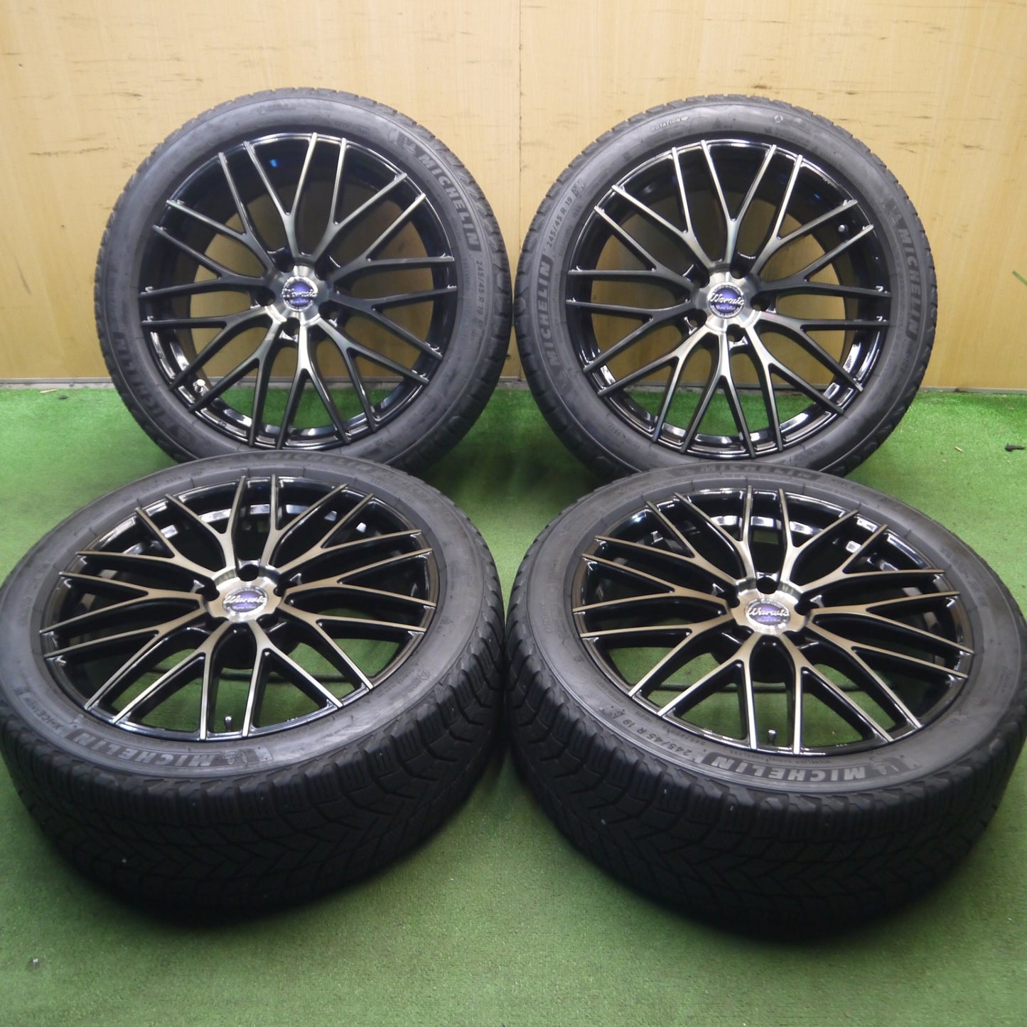 [送料無料] キレイ！21年★スタッドレス 245/45R19 ミシュラン X-ICE SNOW MONZA JAPAN warwic EMPRESS MESH 19インチ PCD114.3/5H★4030109Hス