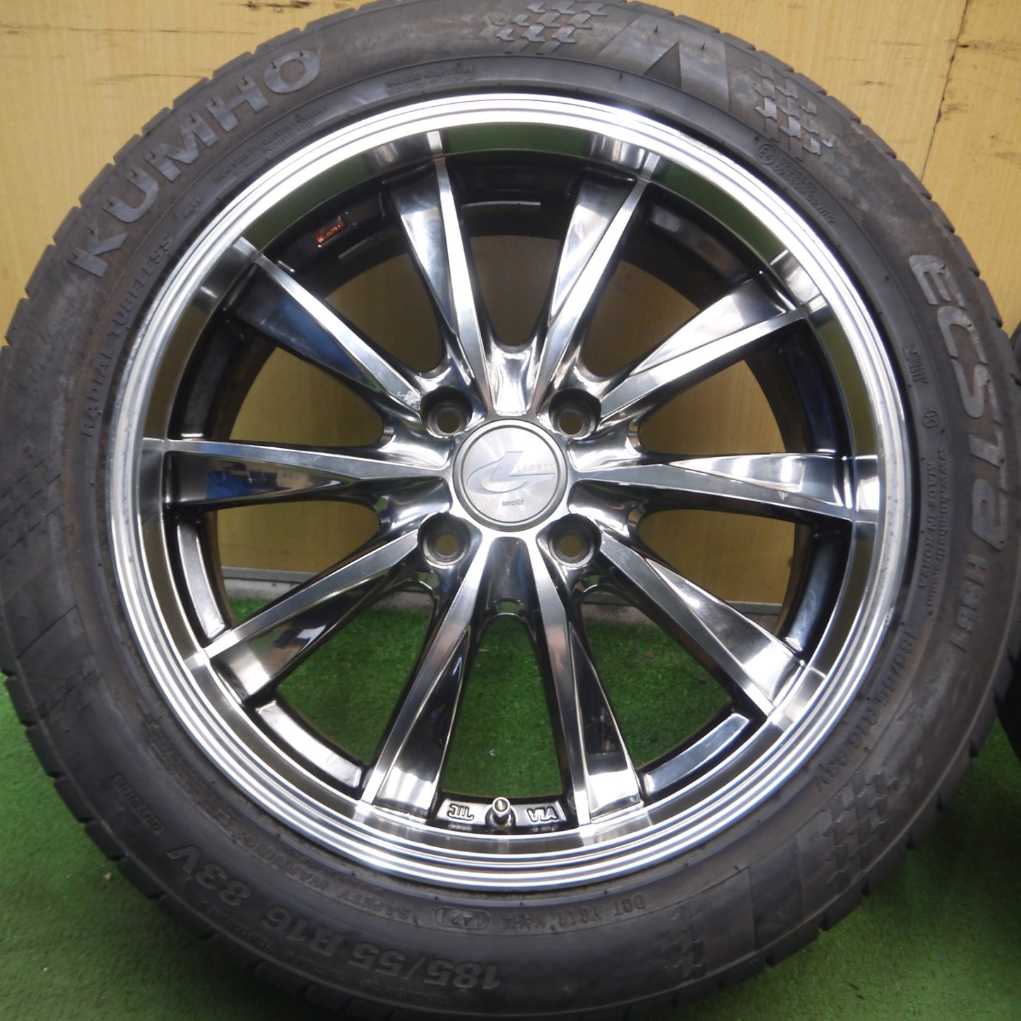 *送料無料* バリ溝！21年！9.5分★LEONIS CX 185/55R16 クムホ エクスタ HS51 LEONIS 16インチ PCD100/4H★4060507Hノ