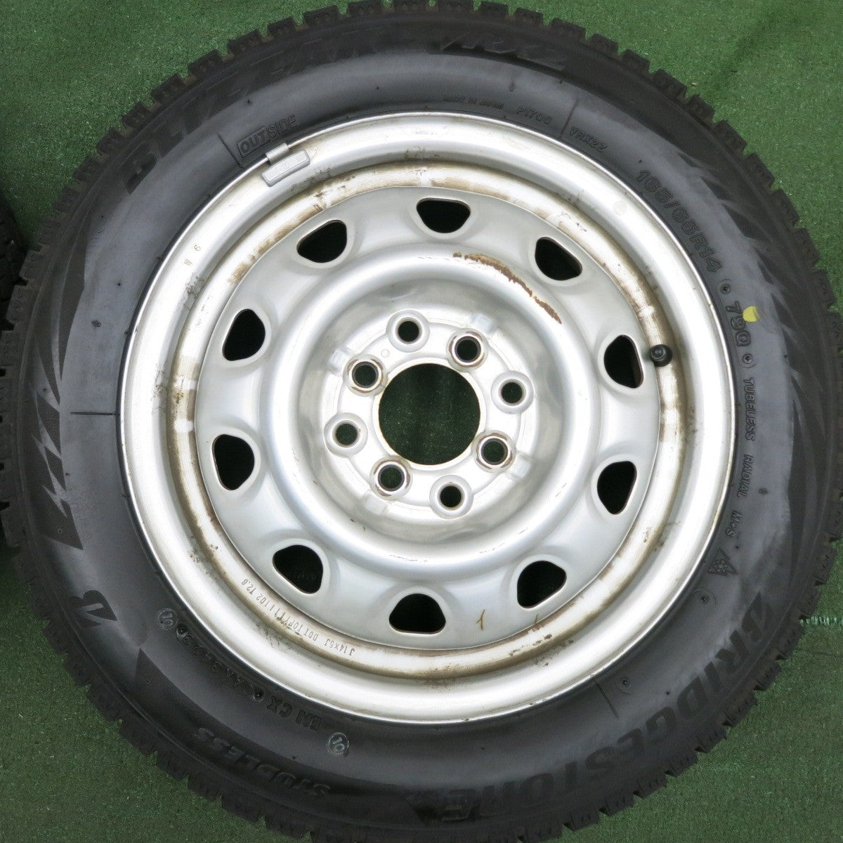 *送料無料* バリ溝！23年！ほぼ10分★スタッドレス 165/65R14 ブリヂストン ブリザック VRX2 スチール 14インチ PCD100 114.3/4H マルチ★4062503HAス