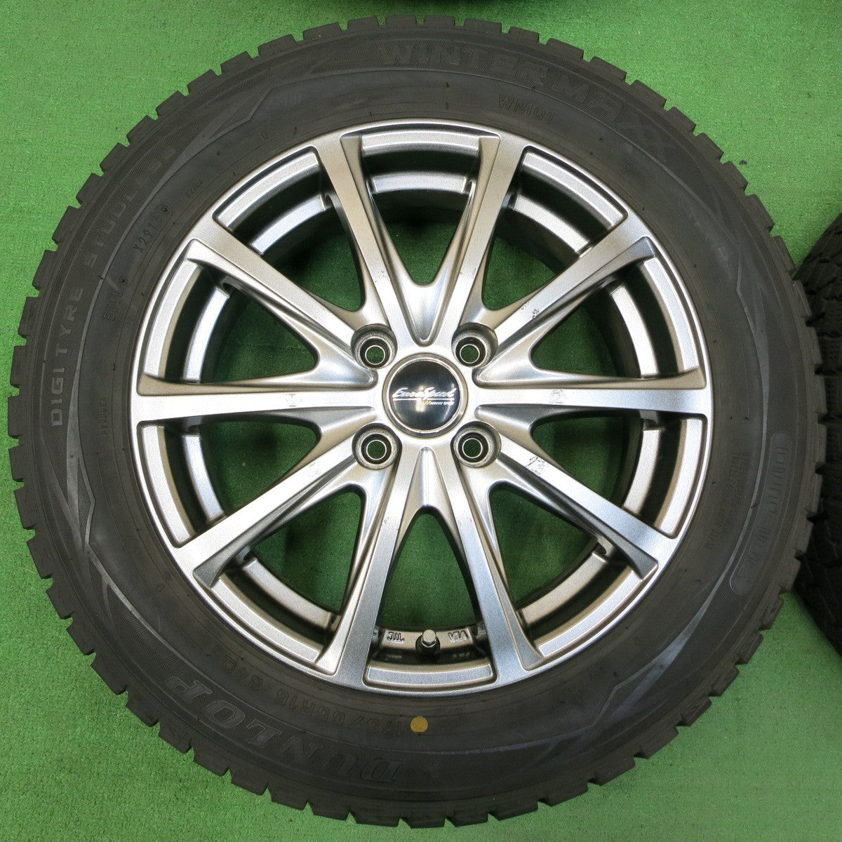 *送料無料* バリ溝！キレイ！9分★スタッドレス 175/65R15 ダンロップ ウインターマックス WM01 EuroSpeed MANARAY SPORT ユーロスピード PCD100/4H★4050106イス