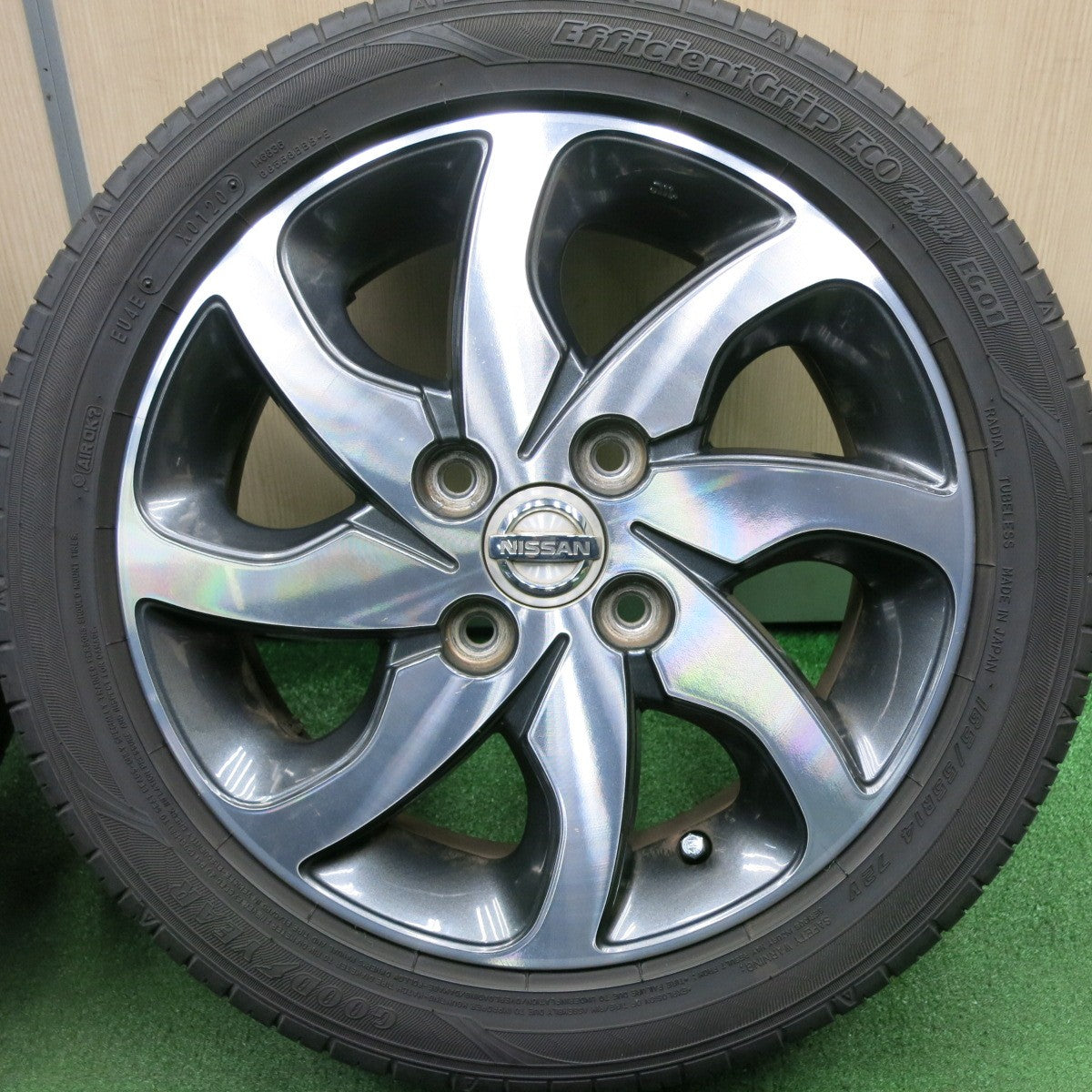 *送料無料* 4本価格！20年★日産 ルークス 純正 165/55R14 グッドイヤー EfficientGrip ECO hybrid EG01 14インチ PCD100/4H★4041002TNノ