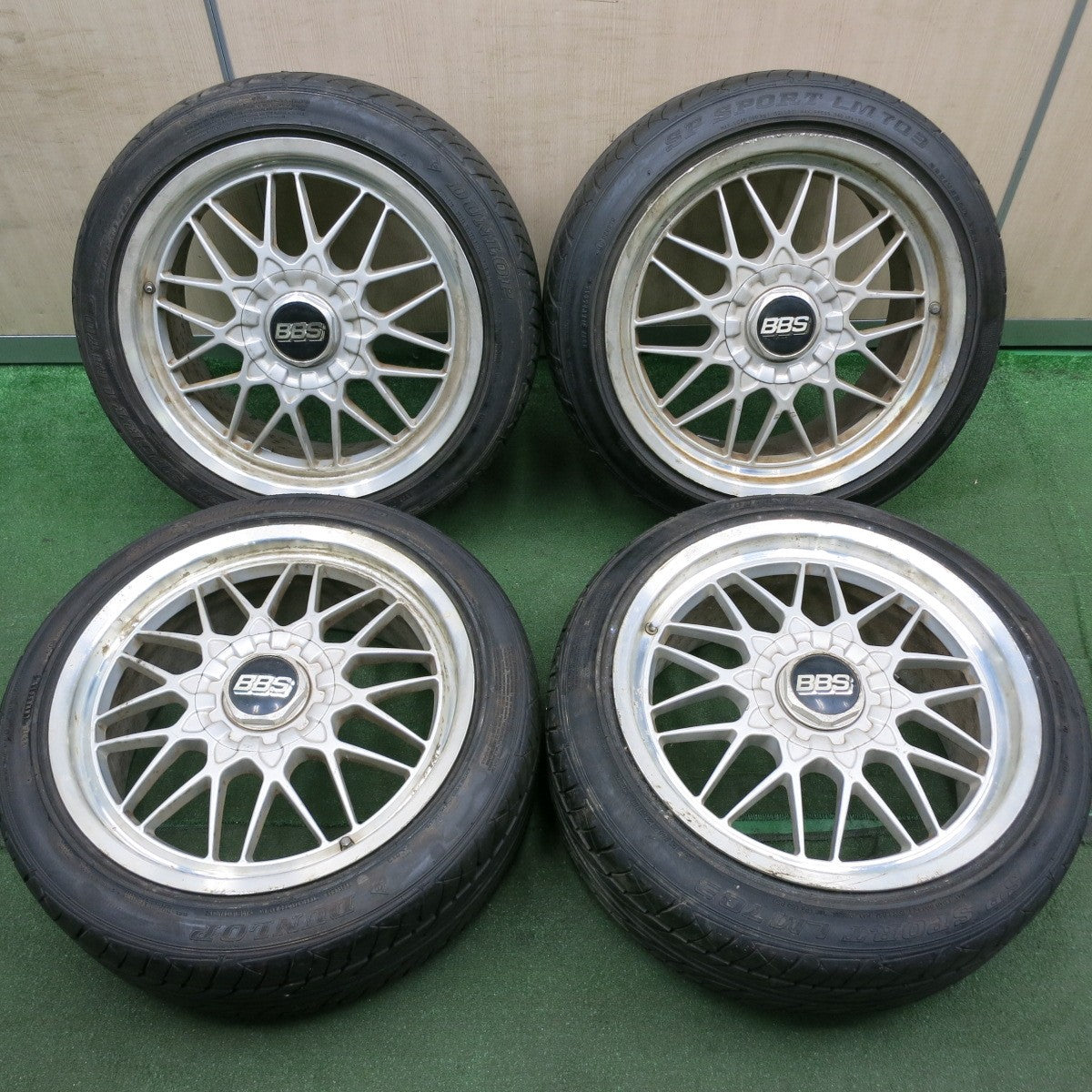 *送料無料* バリ溝！9.5分★BBS RG145 RG192 225/45R18 ダンロップ SPスポーツ LM703 18インチ PCD114.3/5H★4070902HAノ