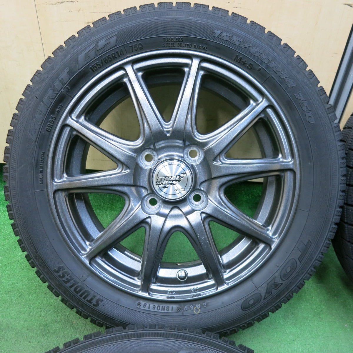 [送料無料] バリ溝！キレイ！9.5分★スタッドレス 155/65R14 トーヨー ガリット G5 FINAL SPEED MiD ファイナルスピード 14インチ PCD100/4H★4120611SYス