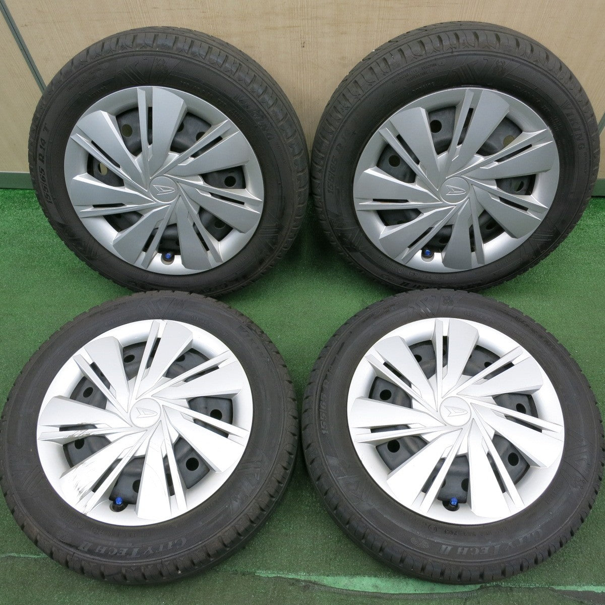 *送料無料* バリ溝！23年！9.5分★ダイハツ ミライース 純正 スチール 155/65R14 バイキング CITYTECH2 14インチ PCD100/4H★4042805HAノ