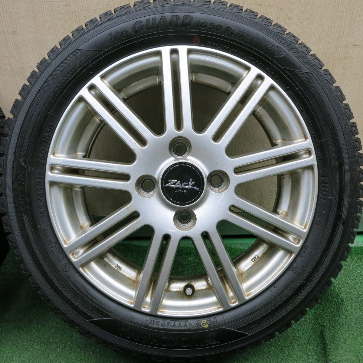 *送料無料* 超バリ溝！20年！ほぼ10分★スタッドレス 155/65R14 ヨコハマ アイスガード iG50 プラス ZACK JP-9 ザック  14インチ PCD100/4H★4062806HAス