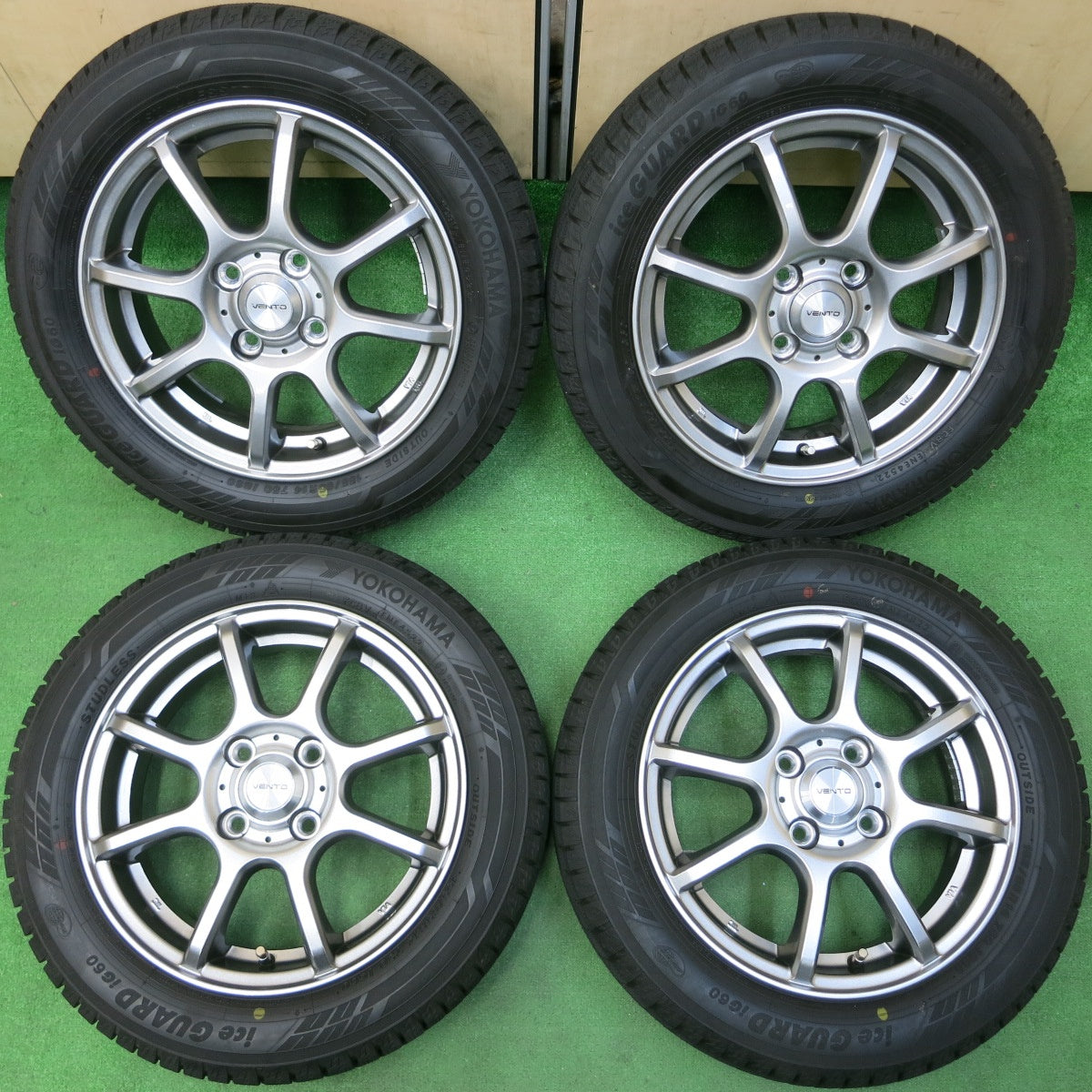 *送料無料* バリ溝！22年！綺麗！ほぼ10分★スタッドレス 155/65R14 ヨコハマ アイスガード iG60 VENTO 14インチ PCD100/4H★4040212イス