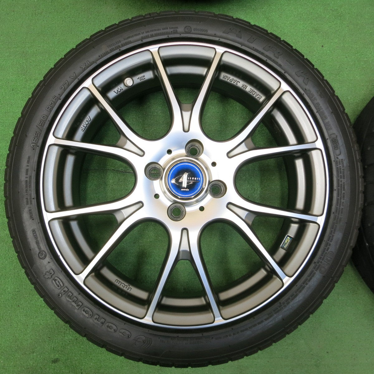 *送料無料* バリ溝！キレイ！8.5分★軽サイズ LEONIS AMF NAVIA02 165/50R16 エコノミスト ATR-K レオニス 16インチ PCD100/4H★4052301イノ