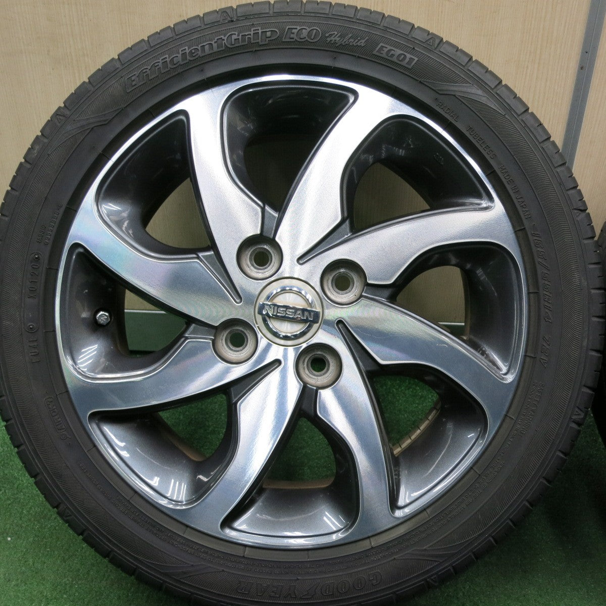 *送料無料* 4本価格！20年★日産 ルークス 純正 165/55R14 グッドイヤー EfficientGrip ECO hybrid EG01 14インチ PCD100/4H★4041002TNノ