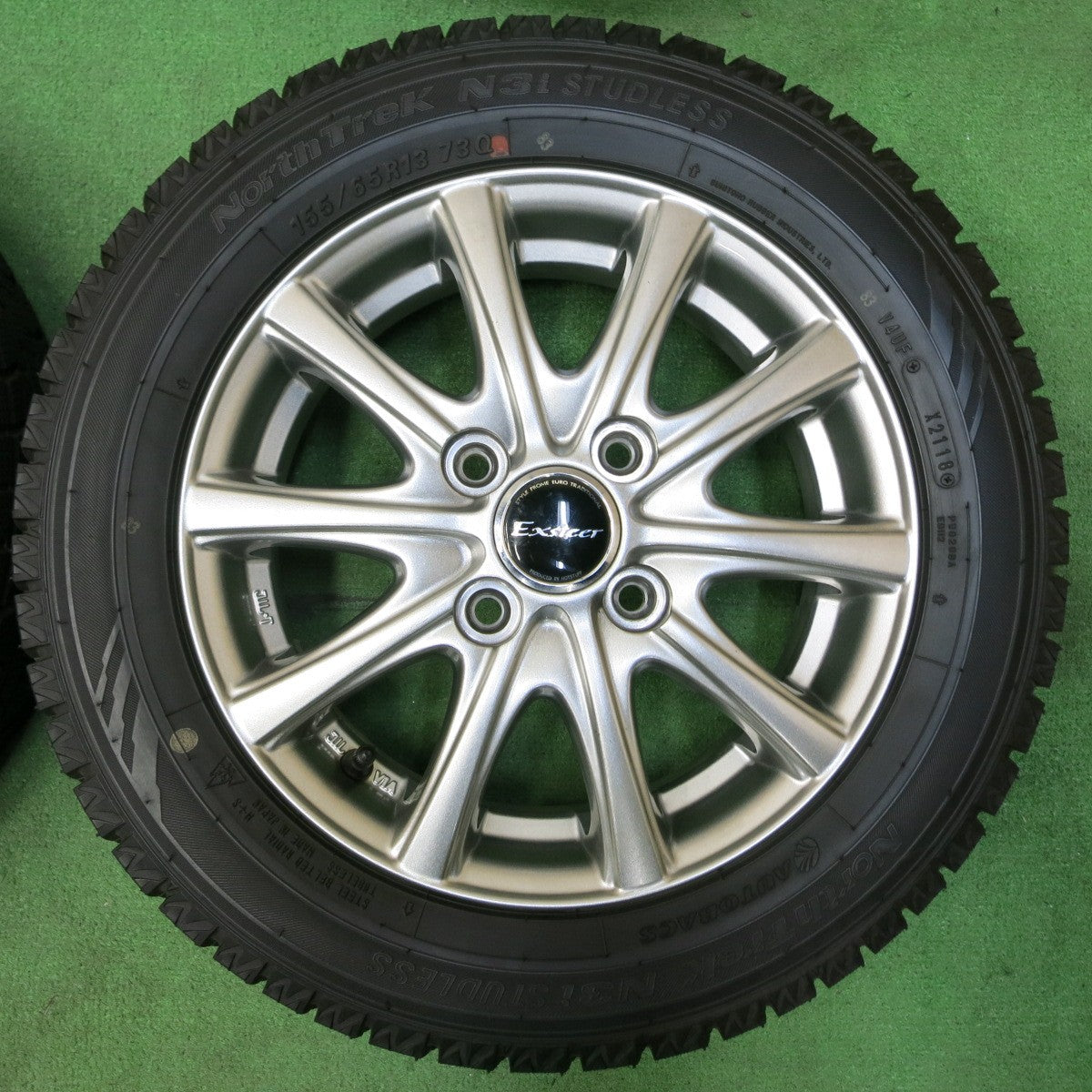 *送料無料* バリ溝！キレイ！ほぼ10分★スタッドレス 155/65R13 オートバックス ノーストレック N3i Exsteer エクスター 13インチ PCD100/4H★4051110イス