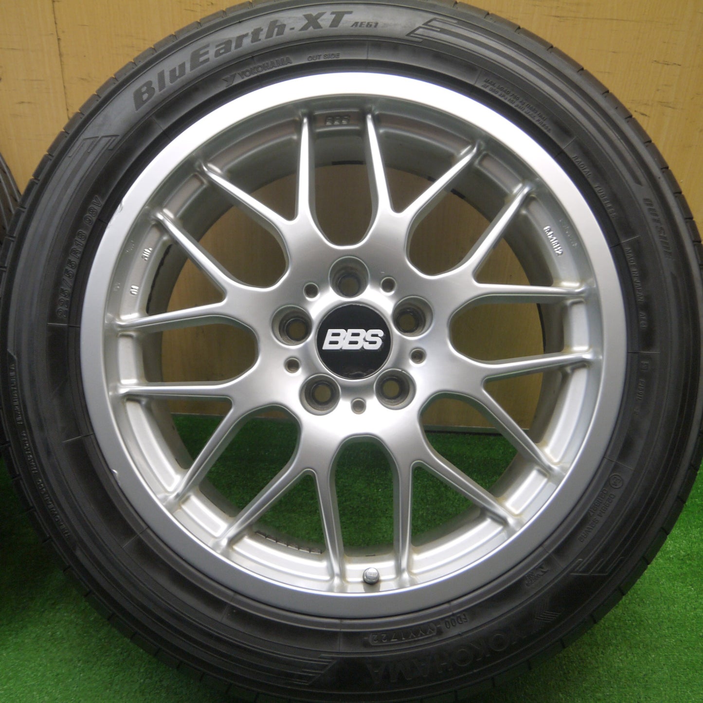 [送料無料] バリ溝！22年！キレイ！9分★BBS RX239 225/55R18 ヨコハマ BluEarth-XT AE61 ブルーアース 18インチ PCD114.3/5H★4100707Hノ