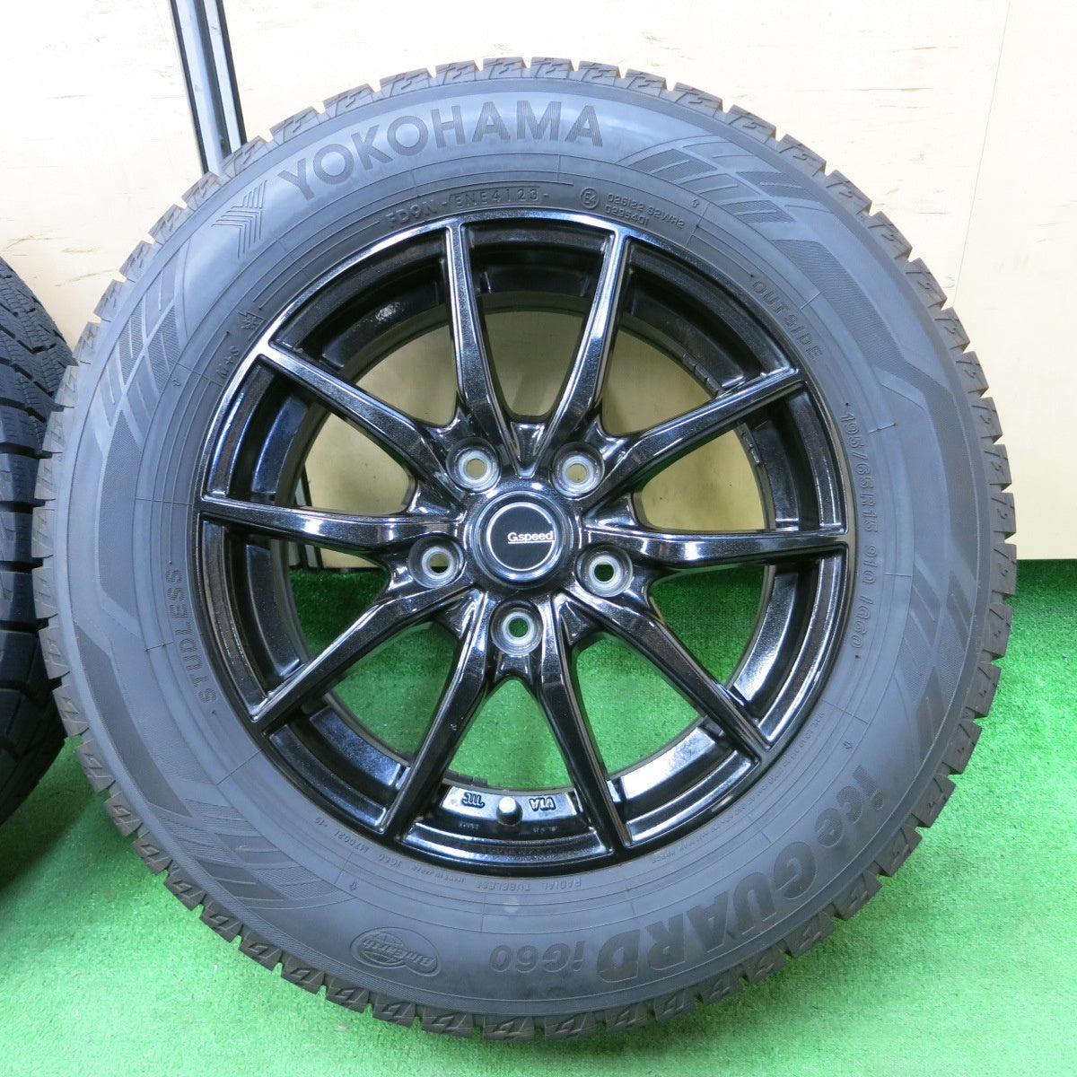 *送料無料* バリ溝！23年！ほぼ10分★スタッドレス G.speed 195/65R15 ヨコハマ アイスガード iG60 G.スピード 15インチ PCD114.3/5H★4061002ナス