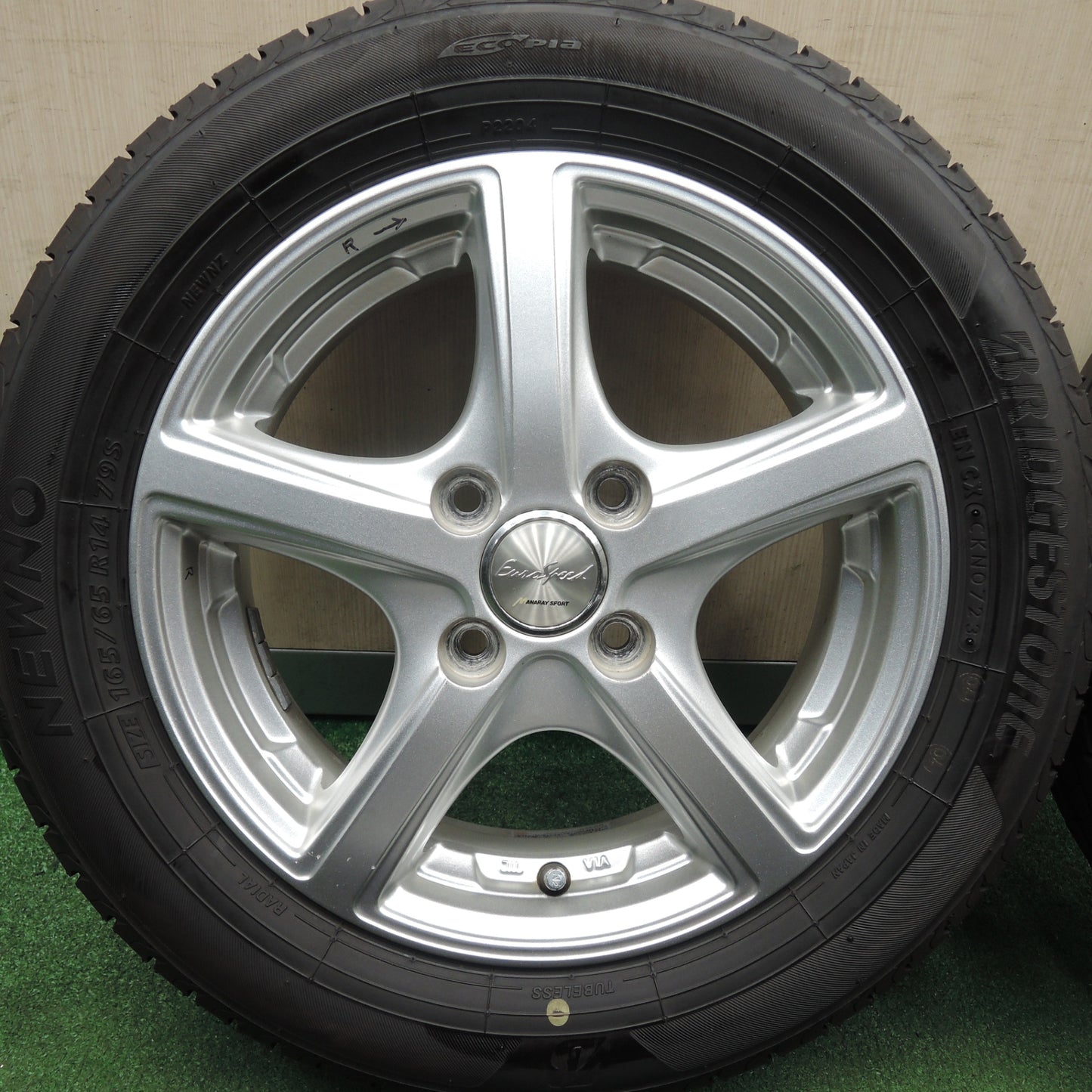 *送料無料* バリ溝！23年！ほぼ10分★165/65R14 ブリヂストン NEWNO エコピア EuroSpeed MANARAY SPORT マナレイ PCD100/4H★4032402HAノ